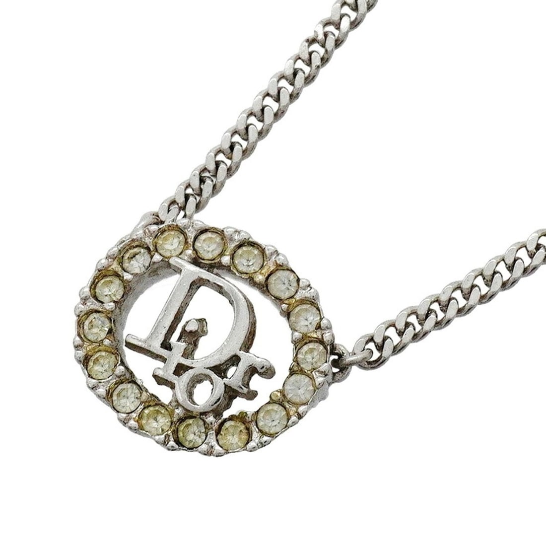 Christian Dior Necklace, Oval Metal Rhinestone Silver, Women's: --- Catalog ---Category: SizePendant Size: 13.8mm x 16.6mm / 0.54'' x 0.65''Neck Circumference: 39 cm - 44.5 cm / 15.35'' - 17.51''Category: DesignColor: SilverGender: WomenMaterial: Metal, Rhinestone