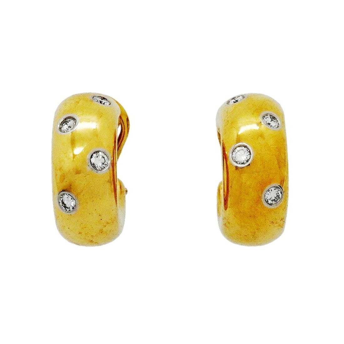 Tiffany & Co. Dots Earrings, 18K Yellow Gold (KYG), Platinum (Pt950), Diamond, Ladies' Earrings: --- Catalog ---Category: SizeSize (HxWxD): 19.30mm x 8.30mm / 0.76'' x 0.33''Category: DesignType: Clip earringsStone: DiamondGender: WomenMaterial: Platinum 950, Yellow gold (18K)Category: GeneralBra