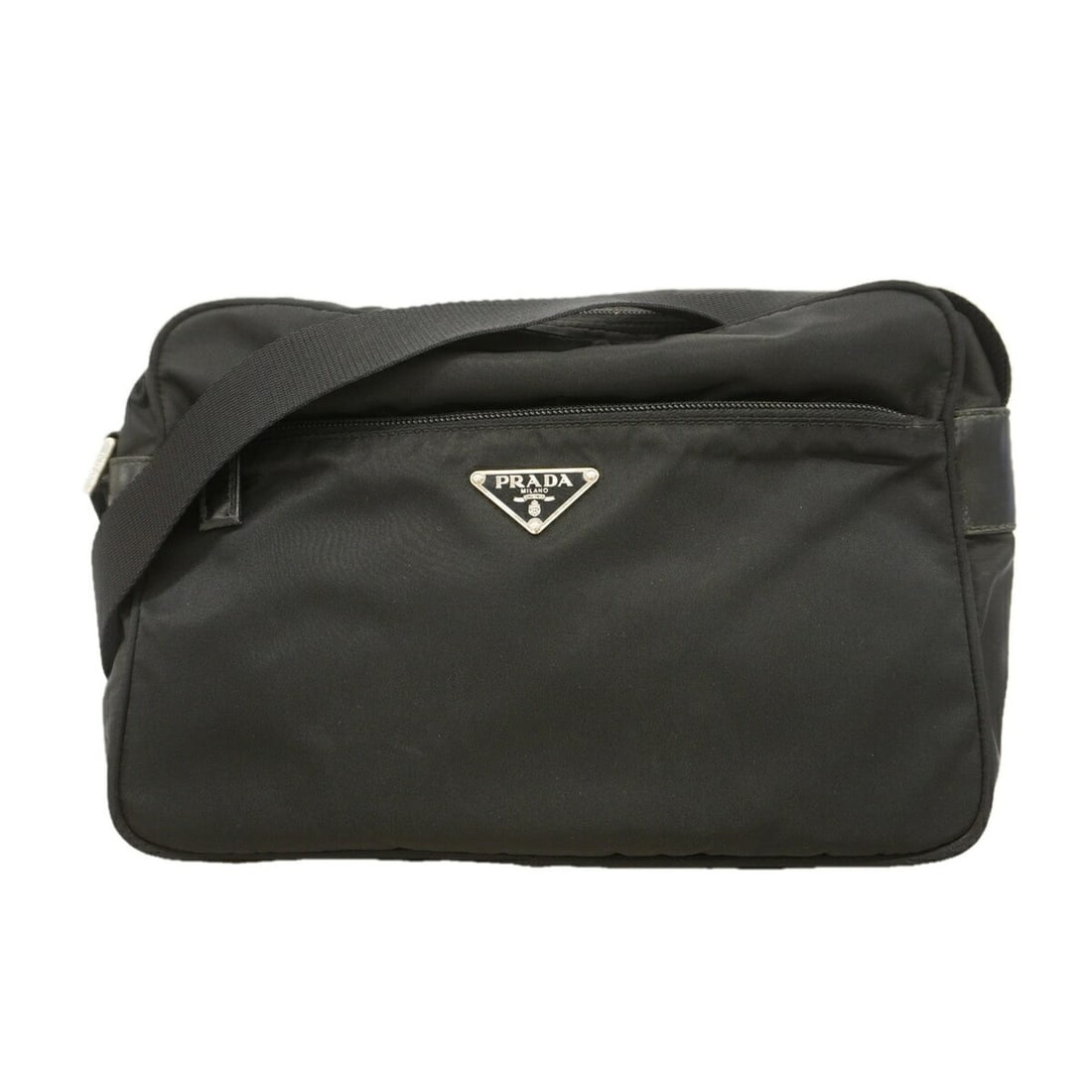 Prada Shoulder Bag, Saffiano Nylon, Black, Women's: --- Catalog ---Category: SizeSize (HxWxD): 18cm x 27cm x 8cm / 7.08'' x 10.62'' x 3.14''Category: DesignType: Shoulder bagColor: BlackGender: WomenMaterial: Nylon Hardware Color: SilverCategory: Gener