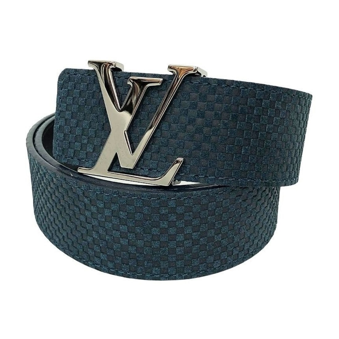 Louis Vuitton LOUIS VUITTON Monogram Ceinture Initial Belt, Size 85, Abyss Blue-Green, M9765, Men's (1 of 10)