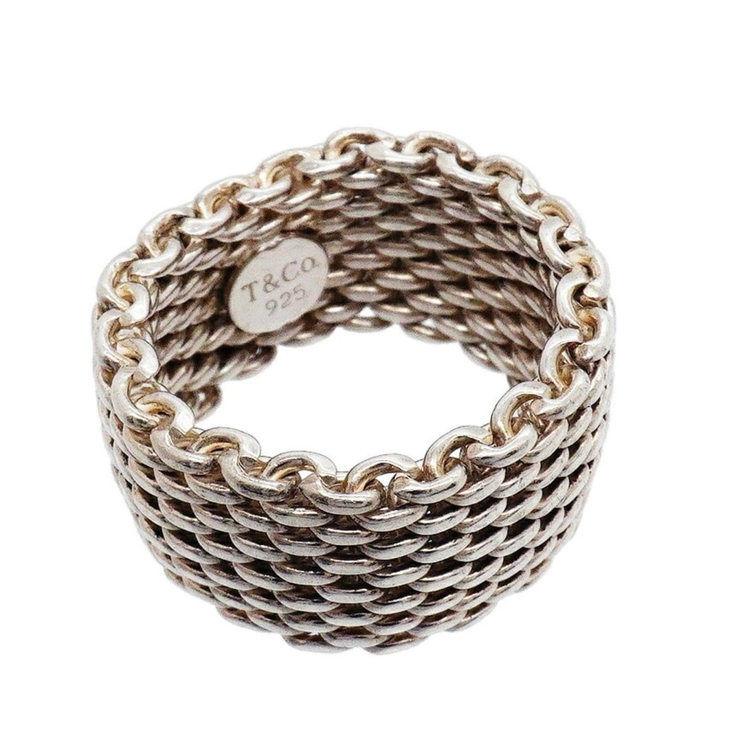 Tiffany & Co. Somerset Mesh Ring, Sterling Silver 925, Size 8.5, Women's, OP020883: --- Catalog ---Category: SizeJP Size: 8.5US Size: 4.5Category: DesignType: Band ringGender: WomenMaterial: Silver 925Category: GeneralBrand: Tiffany--- Item List ---Section: ConditionRanking: Rank AB 