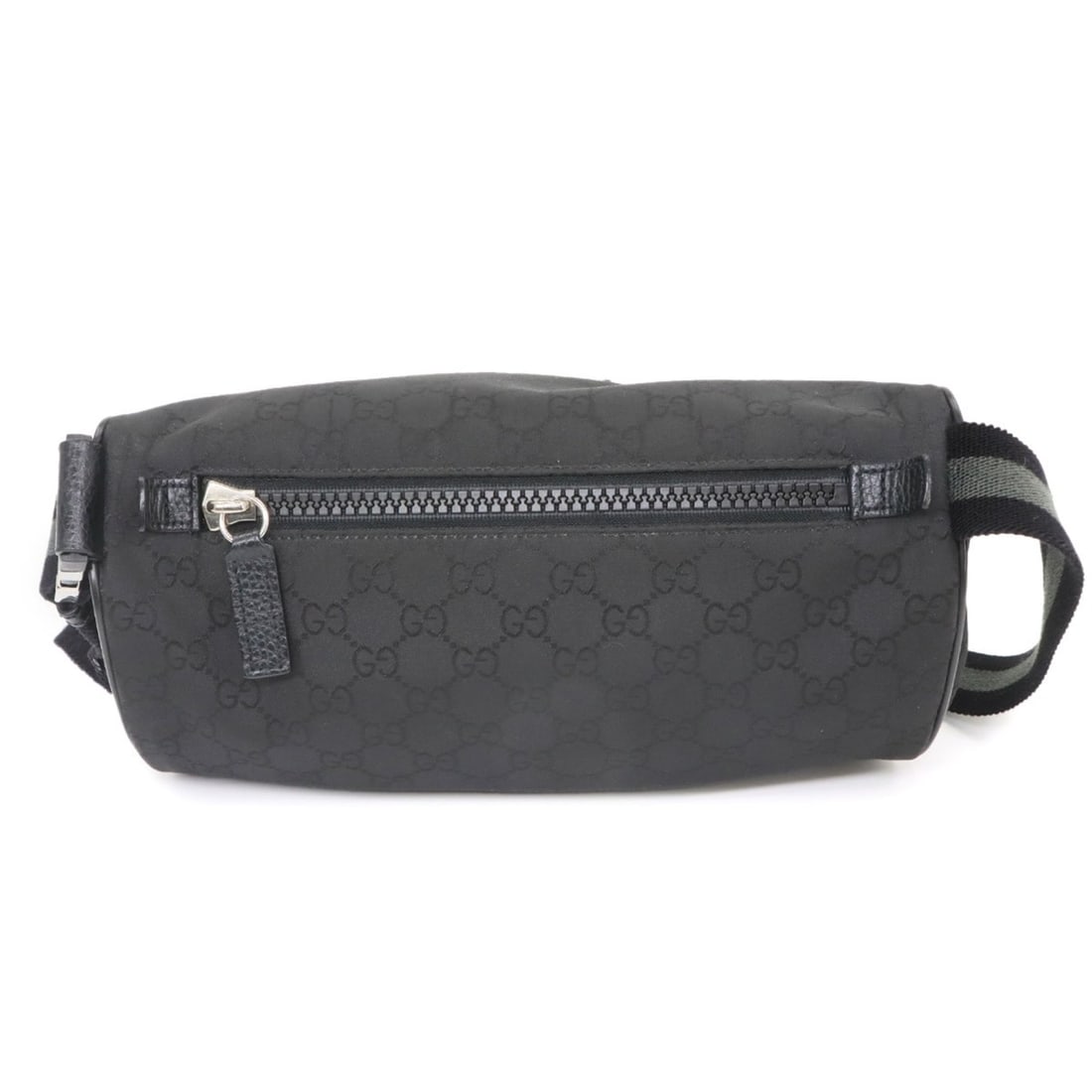 Gucci GG Nylon Crossbody Waist Handbag, Leather, Black, Silver Hardware, 449182 Bag: --- Catalog ---Category: SizeWeight: 335g / 11.81oz.Size (HxWxD): 12cm x 26cm x 11.5cm / 4.72'' x 10.23'' x 4.52''Strap Length: 93.5cm / 36.81''Category: DesignType: Crossbody bag, Sling bagColor: Bla
