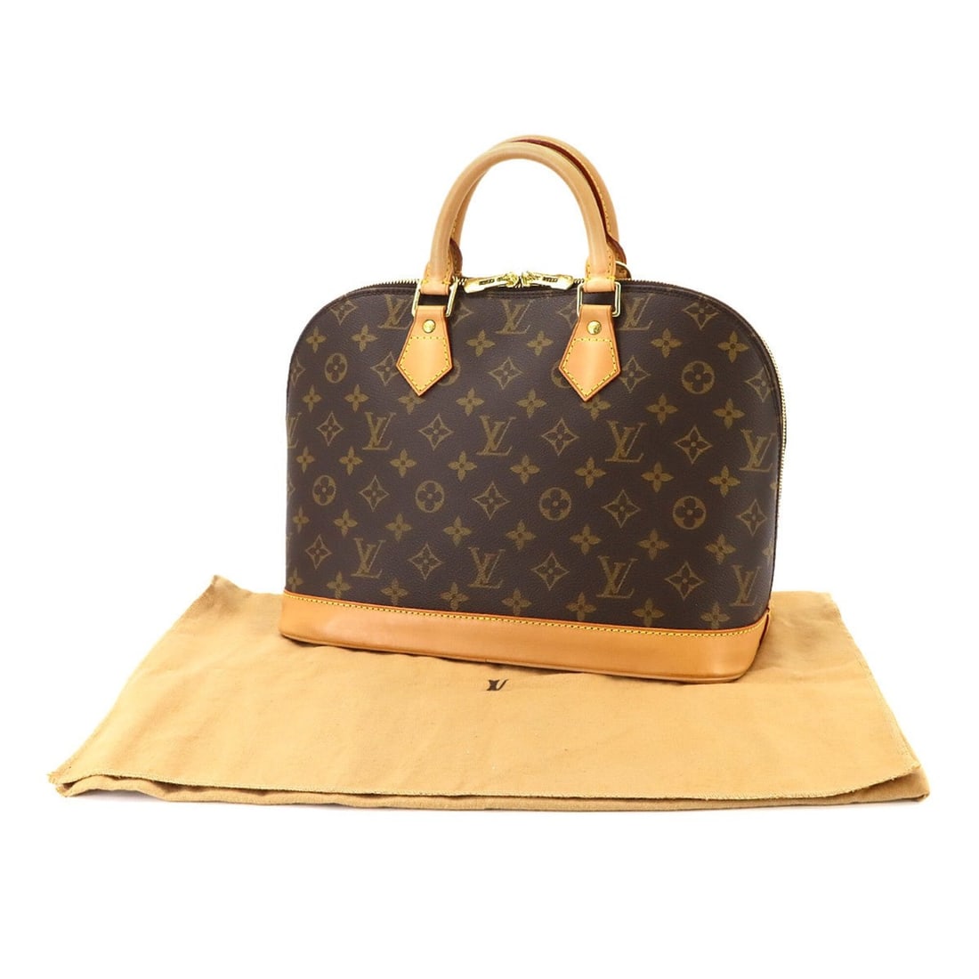 Louis Vuitton Monogram Alma Handbag, Brown, M51130, Gold Hardware: --- Catalog ---Category: SizeWeight: 665g / 1.46lb.Size (HxWxD): 24cm x 30.5cm x 16.5cm / 9.44'' x 12'' x 6.49''Handle Length: 24cm / 9.44''Category: DesignType: HandbagColor: MonogramGender: WomenMat
