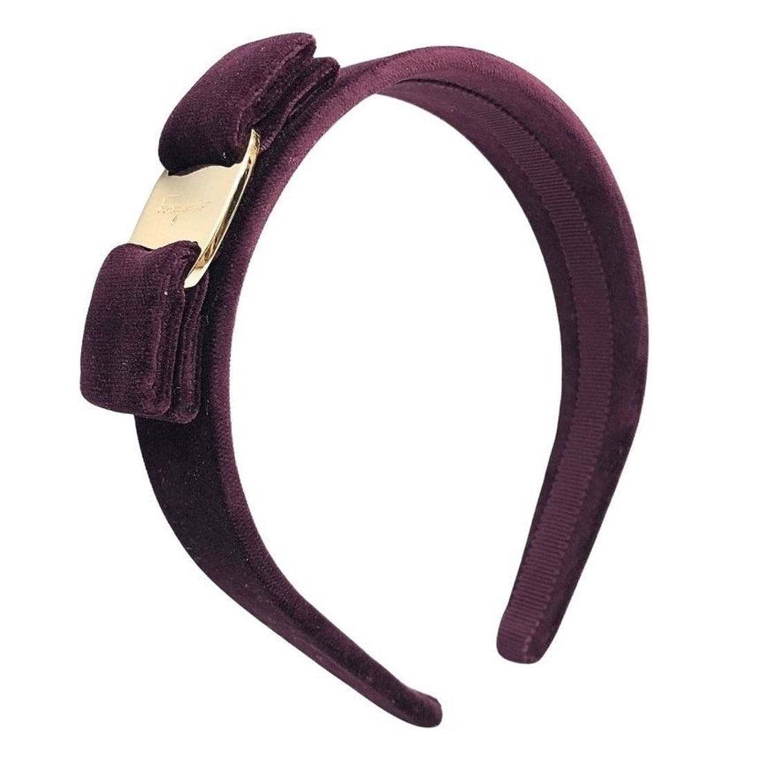 Salvatore Ferragamo Vara Ribbon Headband, Velvet, 347494/002, Bordeaux, Women's Hair Accessory: --- Catalog ---Category: SizeSize (LxW): 3.3cm / 1.29''Category: DesignType: Alice bandColor: BordeauxGender: WomenMaterial: VelvetCategory: GeneralBrand: Salvatore FerragamoCountry of Origin: Italy--