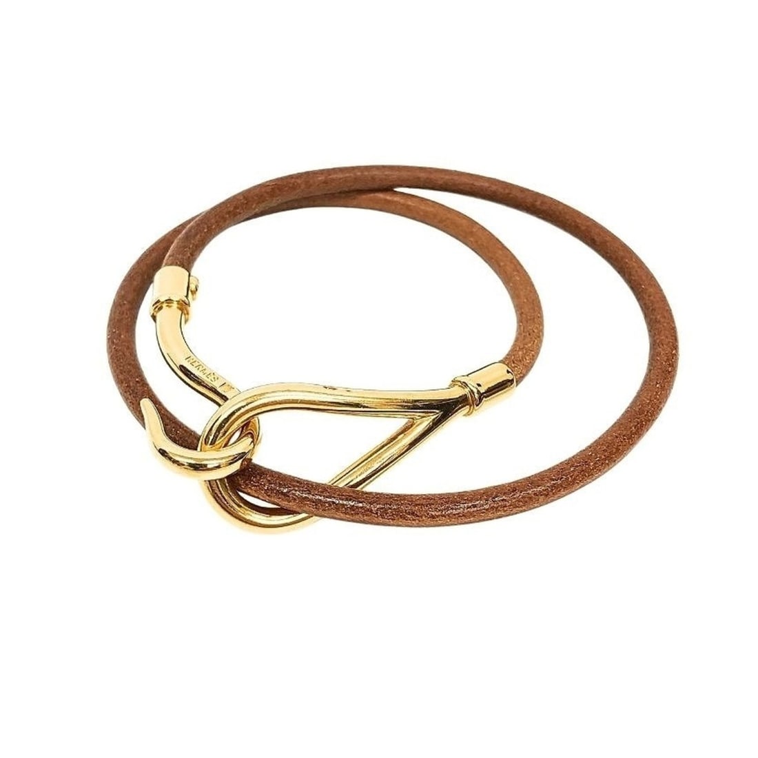 Hermes Jumbo Choker Double Strand Bracelet Leather Men's Women's Brown: --- Catalog ---Category: SizeLength: 37cm / 14.56''Category: DesignType: Charm braceletColor: BrownGender: Men,WomenMaterial: Leather, MetalCategory: GeneralBrand: Hermes--- Item List ---Section: Cond
