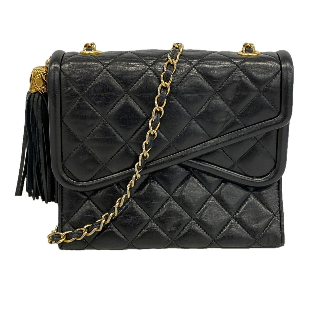 Chanel Matelassé Shoulder Bag with Chain Strap, Lambskin, Black, Women's: --- Catalog ---Category: SizeSize (HxWxD): 16.5cm x 19cm x 6.5cm / 6.49'' x 7.48'' x 2.55''Category: DesignType: Shoulder bagColor: BlackGender: WomenMaterial: Leather Hardware Color: GoldLeather/Fur 