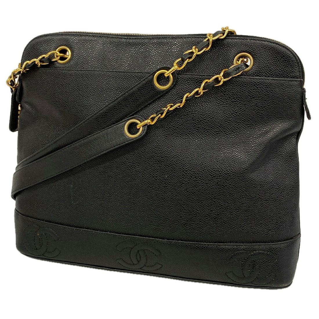 Chanel Triple Coco Caviar Leather Shoulder Bag, Black, for Women: --- Catalog ---Category: SizeSize (HxWxD): 28.5cm x 35cm x 10cm / 11.22'' x 13.77'' x 3.93''Category: DesignType: Shoulder bagColor: BlackGender: WomenMaterial: Grained Calfskin Hardware Color: GoldCa
