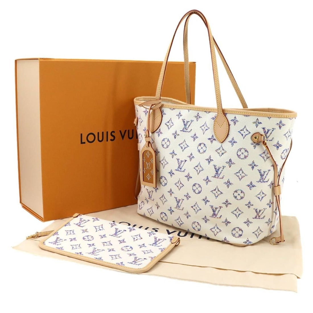 Louis Vuitton Nautical Monogram Jacquard Neverfull MM Tote Handbag White Multicolor M24905 RFID (1 of 10)