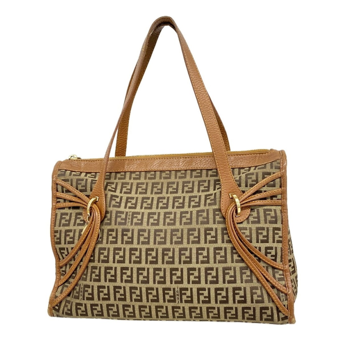 Fendi Zucchino Canvas Handbag, Brown, Women's: --- Catalog ---Category: SizeSize (HxWxD): 22cm x 29cm x 12cm / 8.66'' x 11.41'' x 4.72''Category: DesignType: HandbagColor: BrownGender: WomenMaterial: Canvas Hardware Color: GoldCategory: GeneralBra