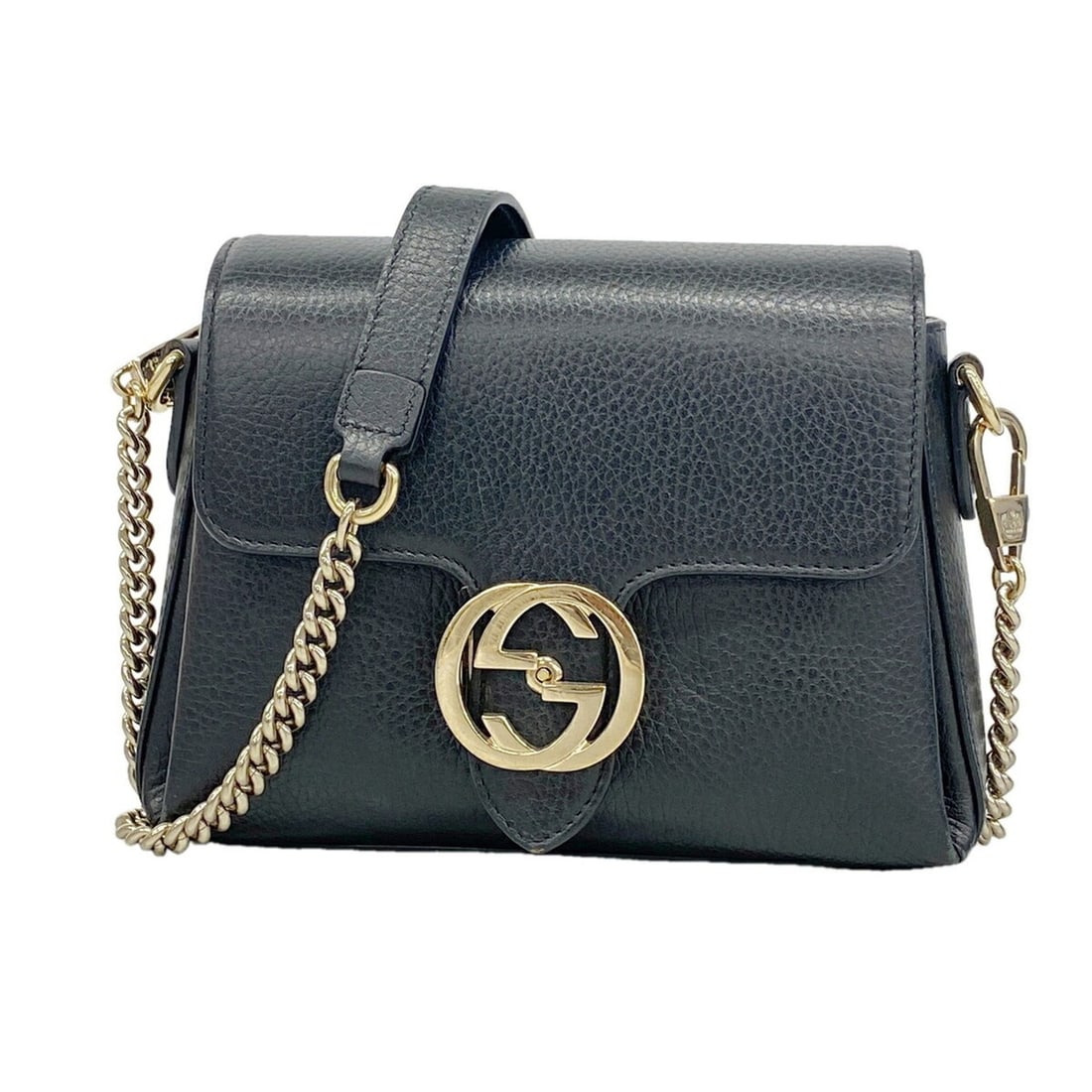 Gucci Interlocking G Shoulder Bag 607720 Leather Black Champagne Women's: --- Catalog ---Category: SizeSize (HxWxD): 17.5cm x 20.5cm x 5cm / 6.88'' x 8.07'' x 1.96''Category: DesignType: Shoulder bagColor: BlackGender: WomenMaterial: Leather Hardware Color: Champagne goldCa