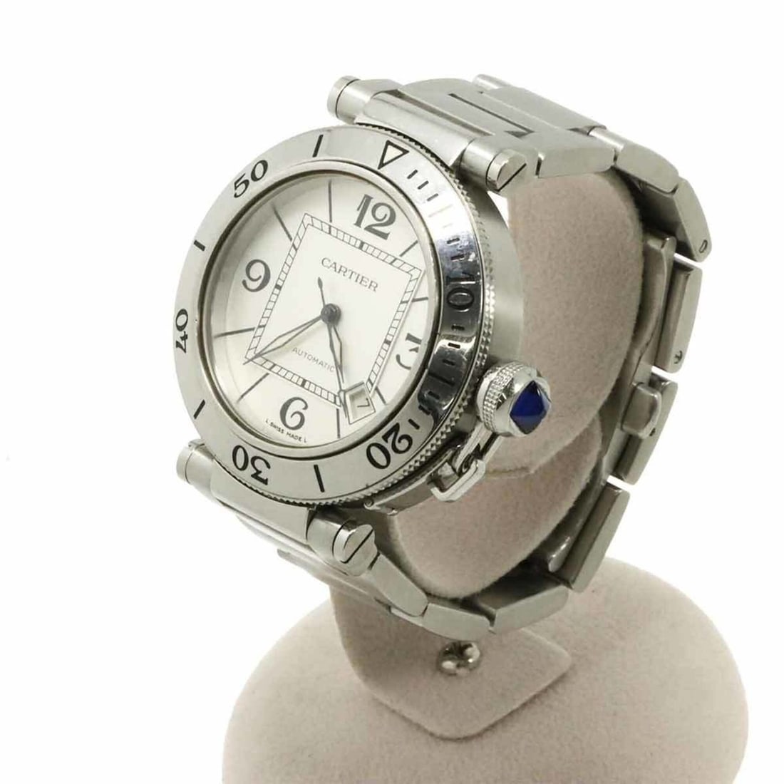 Cartier Pasha Seatimer W31080M7 Men's Watch, Date, Silver, Automatic Movement: --- Catalog ---Category: SizeWrist Size: 14.5cm / 5.7''Case Diameter: 40mm / 1.57''Category: DesignType: WristwatchGender: MenColor (Dial): SilverMaterial (Band): Stainless steelMaterial (Case): Stain