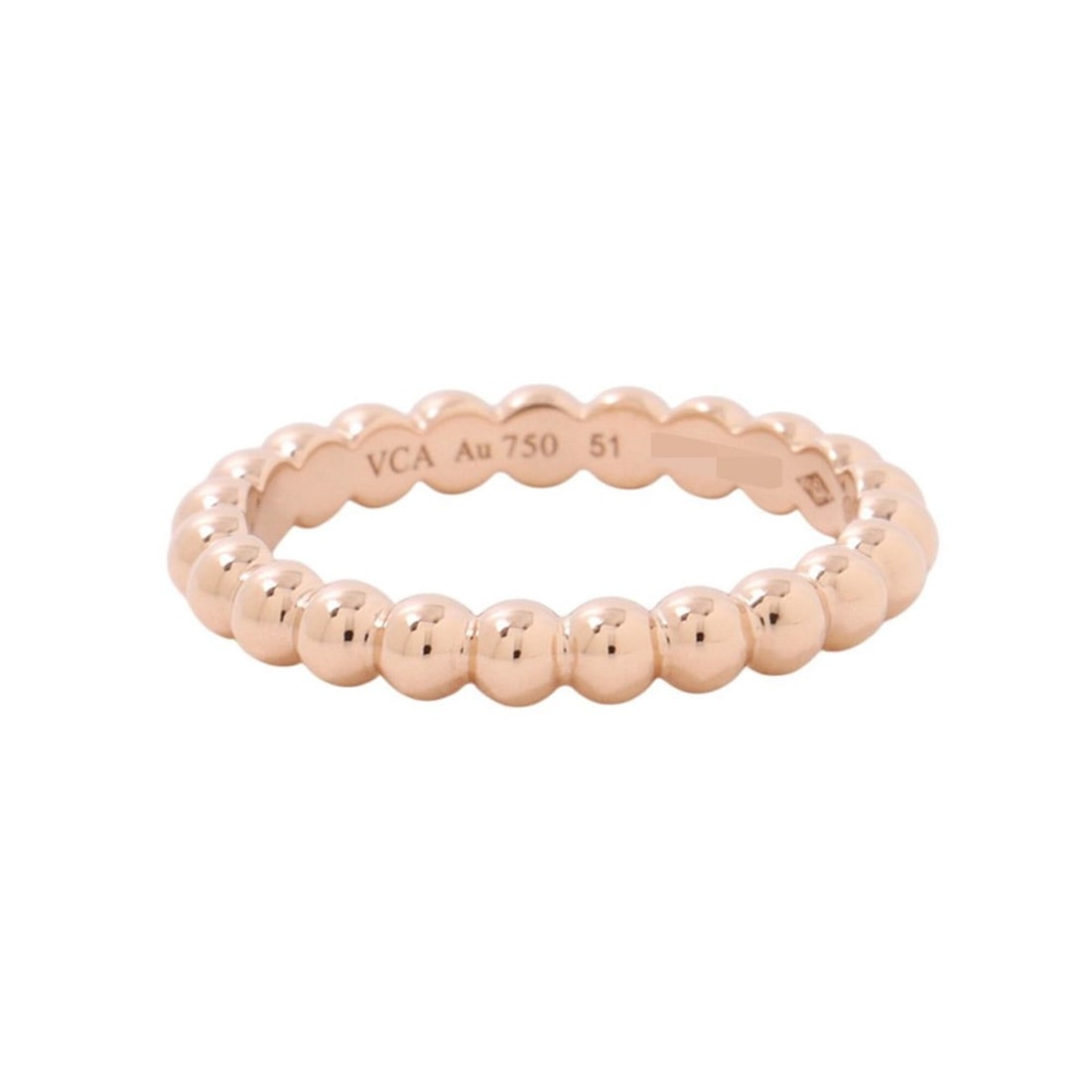 Van Cleef & Arpels Perlee Gold Pearl Ring, Medium, 18K Pink Gold, Size 51, VCARN9PB00.: --- Catalog ---Category: SizeUS Size: 6Brand Size: 51Category: DesignType: Band ringGender: WomenMaterial: Pink gold (18K)Category: GeneralBrand: Van Cleef & Arpels--- Item List ---Section: ConditionR