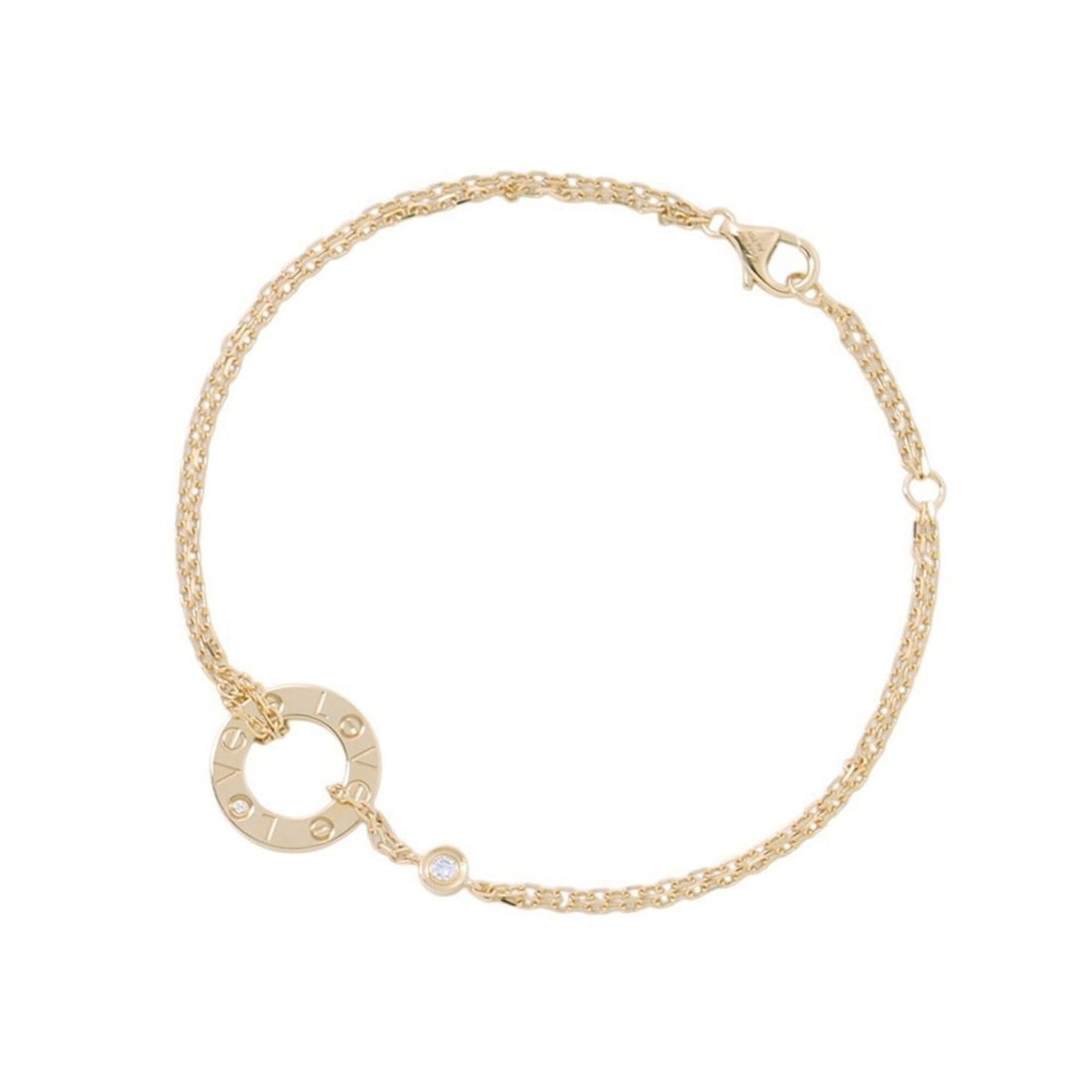 Cartier LOVE Bracelet with 2 Diamonds (0.03ct total) in 18K Yellow Gold (B6038300). Love Circle (1 of 10)