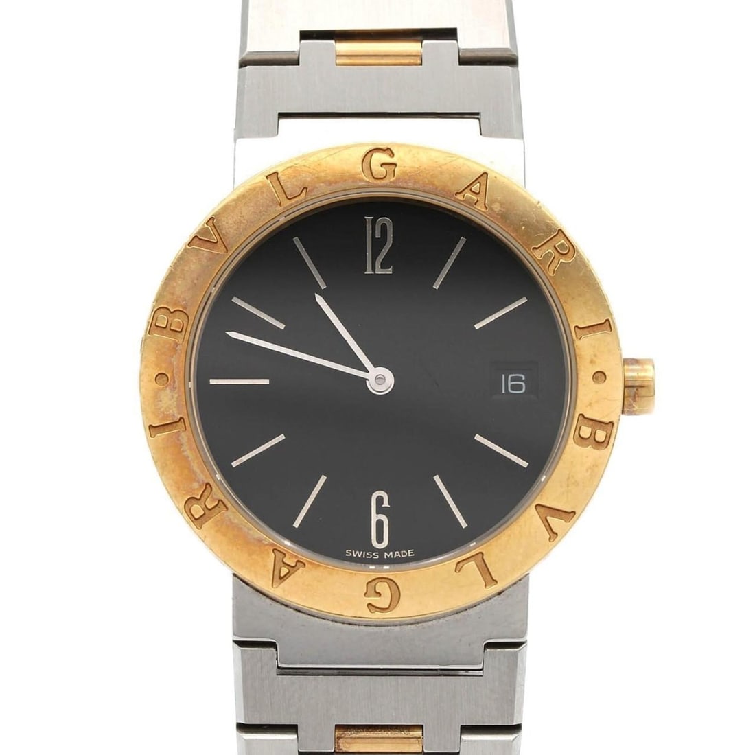 Bvlgari Combination BB33SG BB33SGD SSxYG Quartz Watch: --- Catalog ---Category: SizeWrist Size: 17.5cm / 6.88''Case Diameter: 33mm / 1.3''Category: DesignType: WristwatchGender: Women,MenColor (Dial): BlackMaterial (Band): Stainless steel, Yellow goldMate