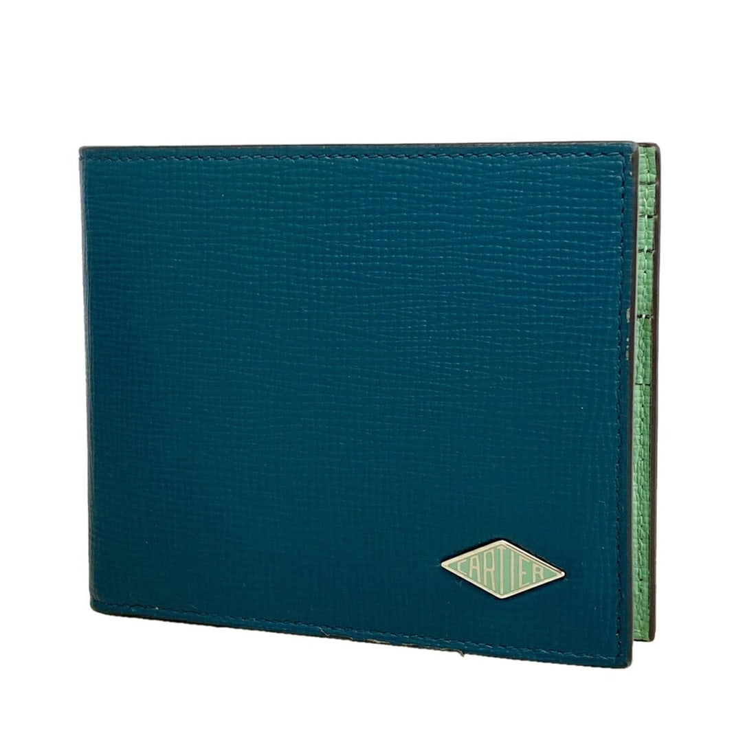 Cartier wallet/billfold, leather, green, men's.: --- Catalog ---Category: SizeSize (HxWxD): 9cm x 11cm x 1.5cm / 3.54'' x 4.33'' x 0.59''Category: DesignType: Bill wallet (bi-fold)Color: GreenGender: MenMaterial: Leather Category: GeneralBrand: Cart