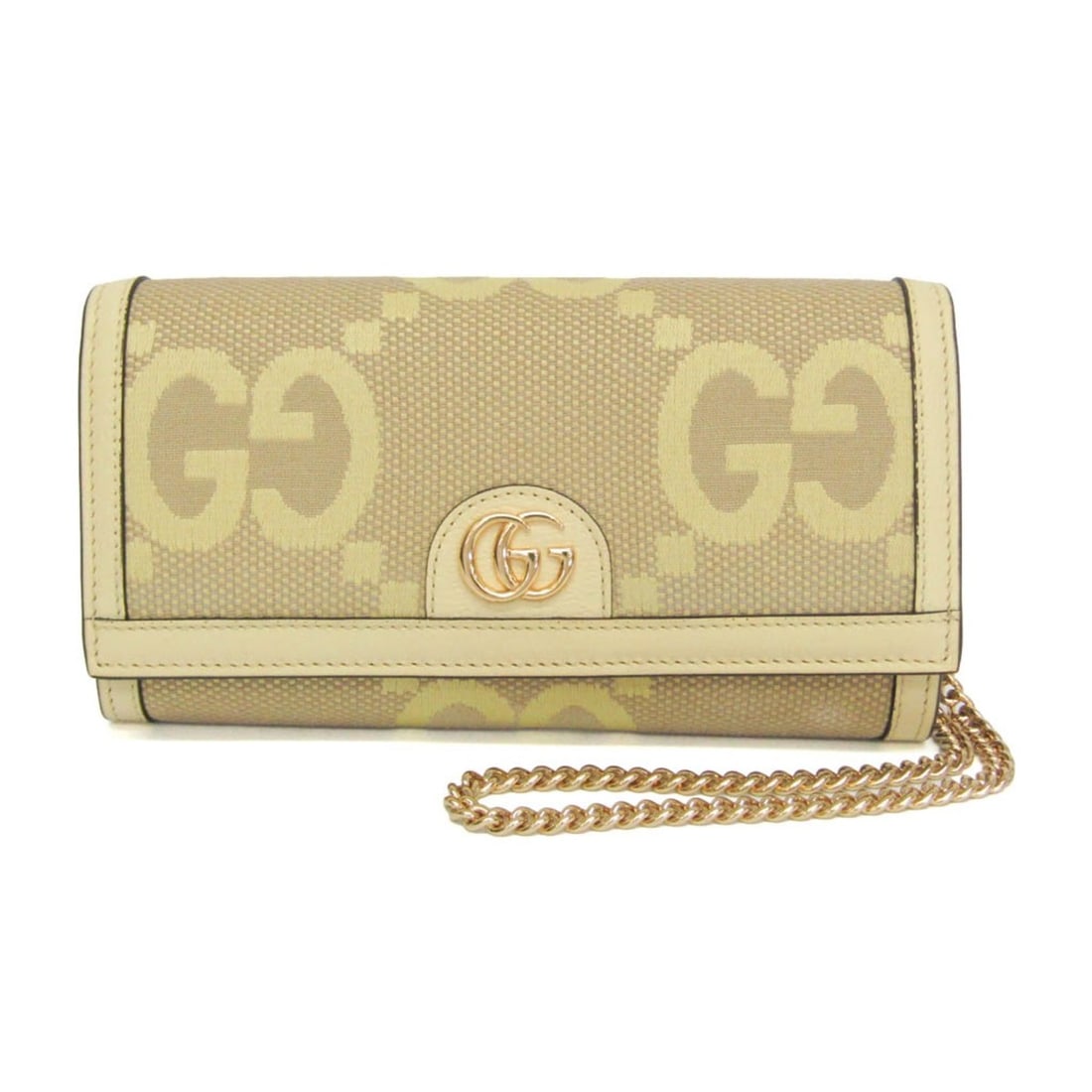 Gucci Jumbo GG 726497 Women's Canvas,Leather Chain/Shoulder Wallet Cream,Light Beige: --- Catalog ---Category: SizeSize (HxWxD): 10cm x 18.5cm x 3.5cm / 3.93'' x 7.28'' x 1.37''Strap / Chain Length: 1.25m / 49.21''Category: DesignType: Chain/Shoulder walletColor: Cream, Light beigeGend