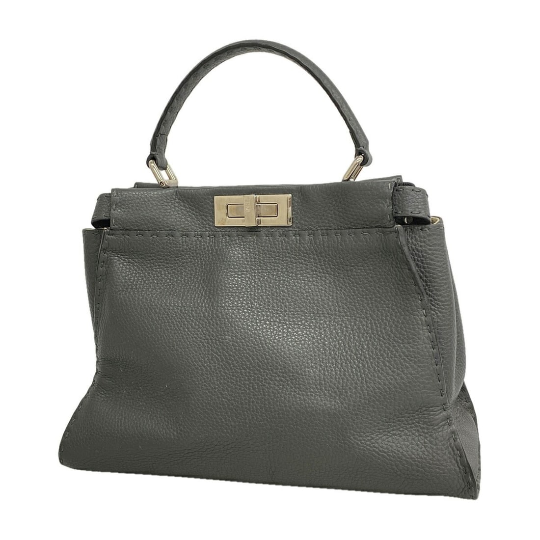 Fendi Selleria Peekaboo Leather Handbag, Gray, Women's: --- Catalog ---Category: SizeSize (HxWxD): 24.5cm x 33cm x 13cm / 9.64'' x 12.99'' x 5.11''Category: DesignType: HandbagColor: GrayGender: WomenMaterial: Leather Hardware Color: SilverCategory: Genera