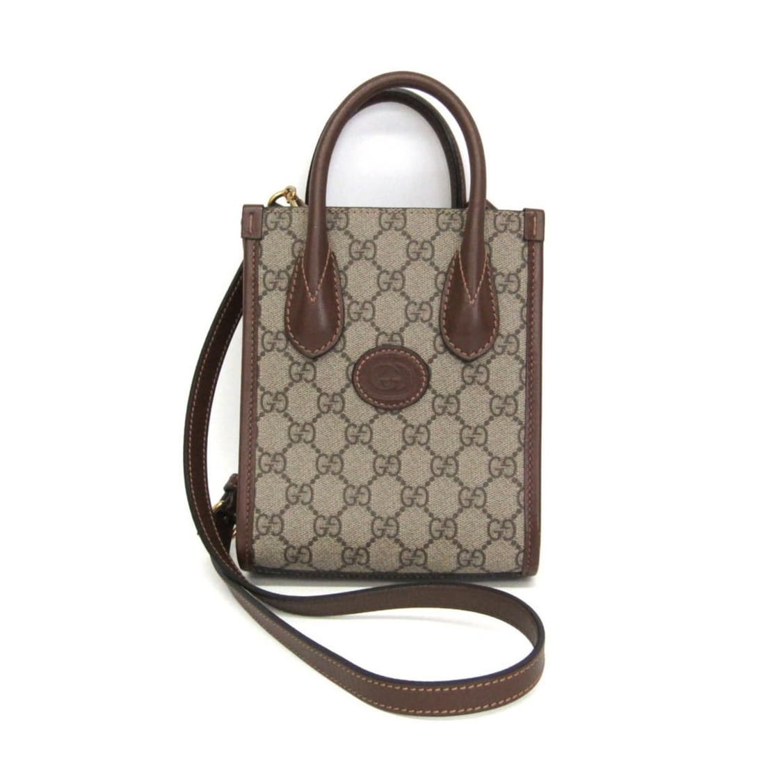 Gucci Interlocking G 671623 Women's Leather,GG Supreme Handbag,Shoulder Bag Beige,Brown: --- Catalog ---Category: SizeSize (HxWxD): 19.5cm x 15.5cm x 7cm / 7.67'' x 6.1'' x 2.75''Strap Length: 105cm - 120cm / 41.33'' - 47.24''Handle Length: 26cm / 10.23''Category: DesignType: Handbag, Sho