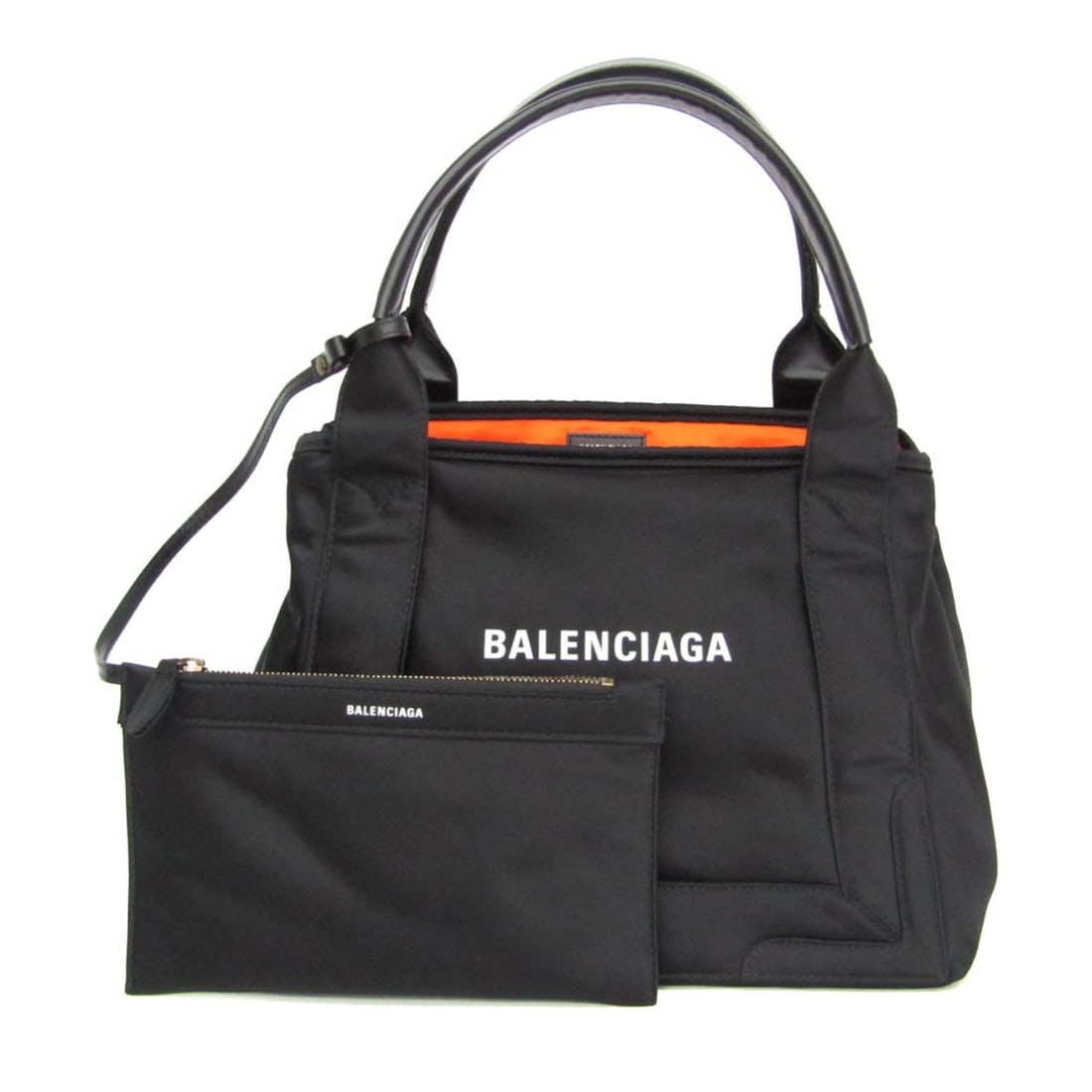 Balenciaga Navy Cabas S 339933 Men,Women Leather,Polyamide Tote Bag Black,Orange: --- Catalog ---Category: SizeHandle Drop: 15.50cm / 6.10''Size (HxWxD): 23cm x 29cm x 18cm / 9.05'' x 11.41'' x 7.08''Handle Length: 40cm / 15.74''Category: DesignType: Tote bagColor: Black,