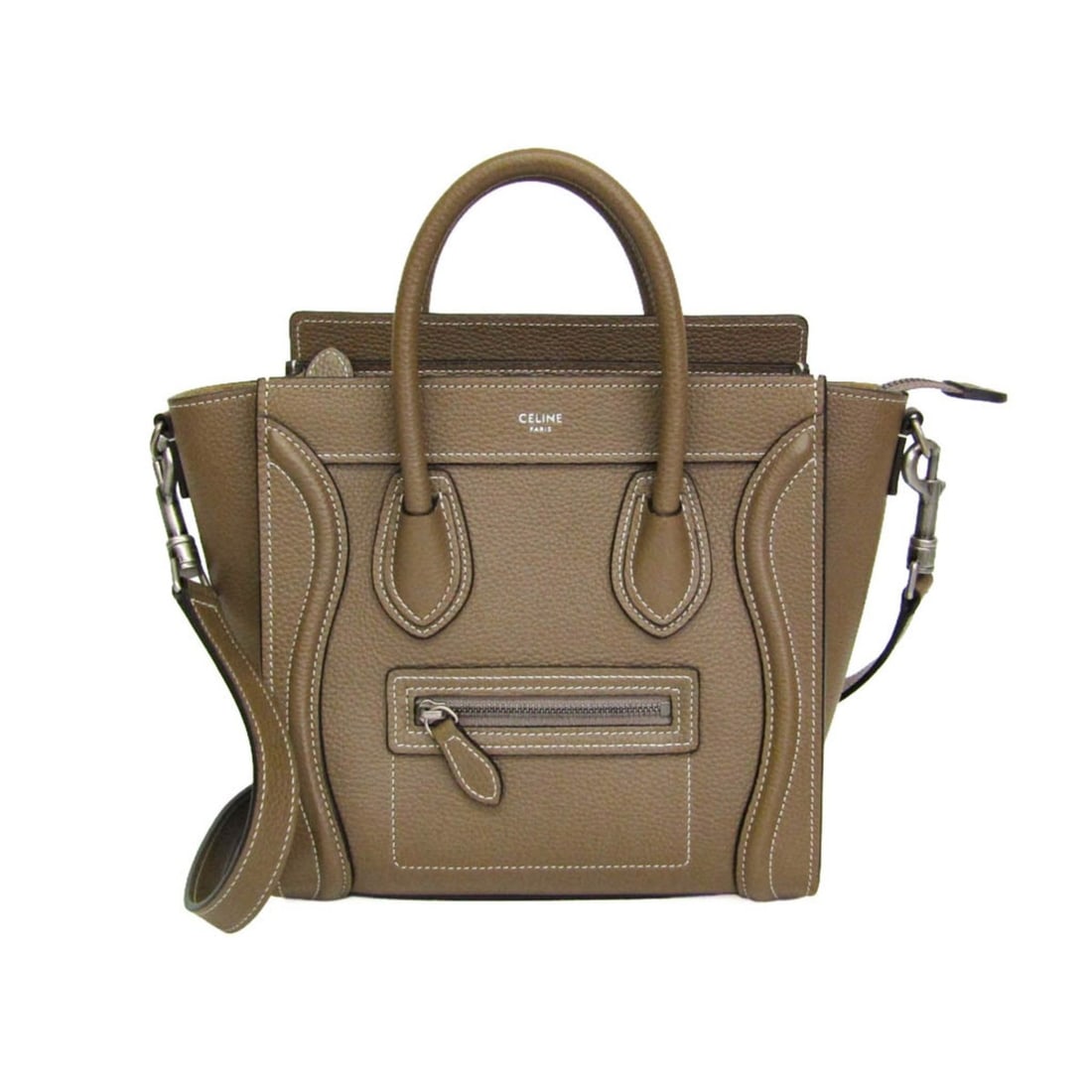 Celine Luggage Nano 189243DRU Women's Leather Handbag,Shoulder Bag Grayish: --- Catalog ---Category: SizeSize (HxWxD): 19.5cm x 20cm x 10cm / 7.67'' x 7.87'' x 3.93''Strap Length: 123cm / 48.42''Handle Length: 29cm / 11.41''Category: DesignType: Handbag, Shoulder bagColor: Gr
