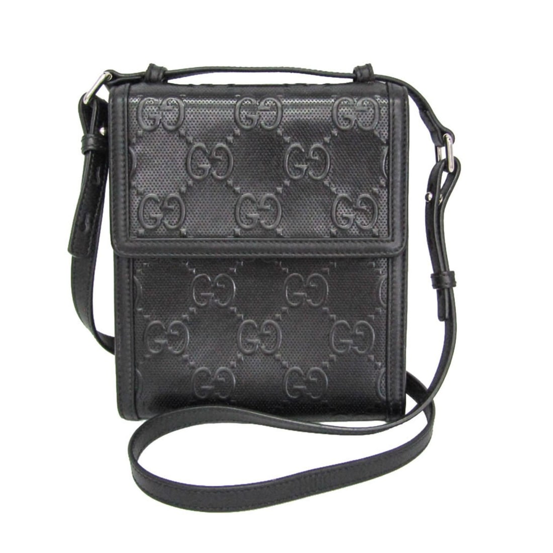 Gucci GG Embossed Crossbody Bag 625782 Men,Women Leather Shoulder Bag Black: --- Catalog ---Category: SizeSize (HxWxD): 21cm x 18cm x 3cm / 8.26'' x 7.08'' x 1.18''Strap Length: 114cm - 120cm / 44.88'' - 47.24''Handle Length: 18cm / 7.08''Category: DesignType: Shoulder