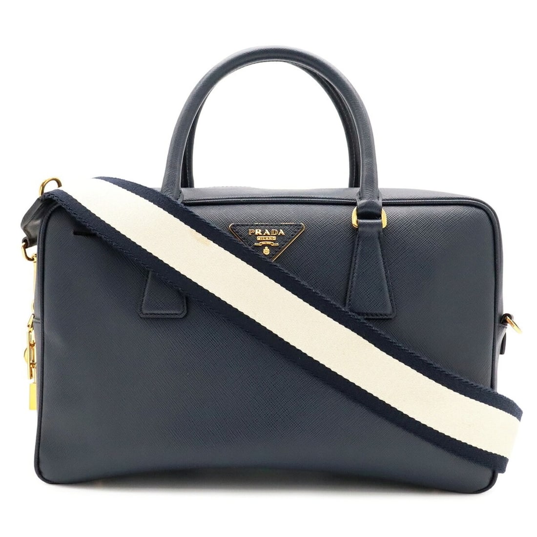 PRADA Saffiano Leather Handbag/Shoulder Bag, Navy, 1BB095: --- Catalog ---Category: SizeWeight: 900g / 1.98lb.Size (HxWxD): 20.5cm x 31cm x 9cm / 8.07'' x 12.2'' x 3.54''Strap Length: 116cm / 45.66''Category: DesignType: Handbag, Shoulder bagColor: