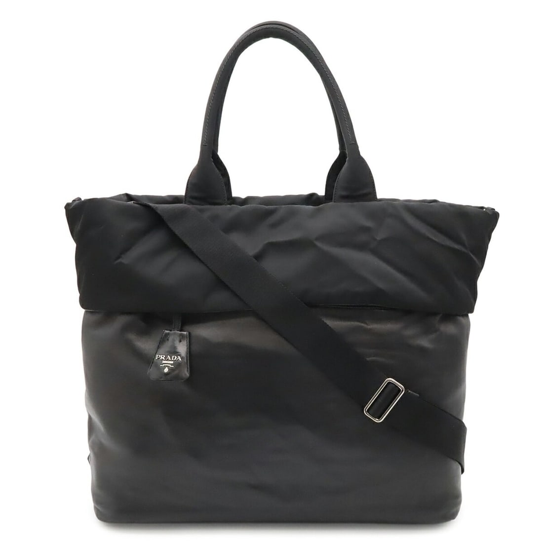 PRADA reversible tote bag/shoulder bag, nylon and leather, NERO (black), purchased from a domestic (1 of 10)
