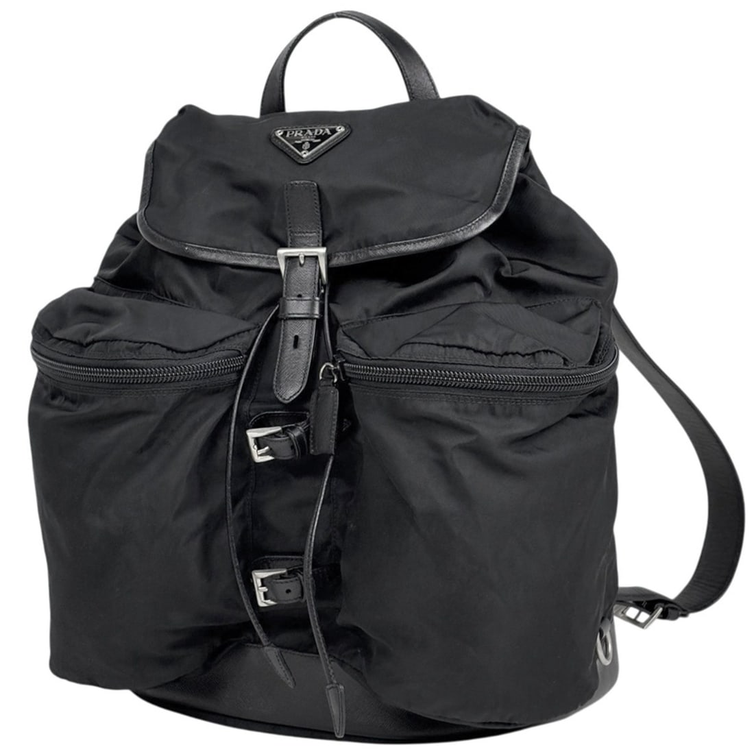Prada PRADA Backpack with Logo Plate, Nylon, Nero (Black), Women's: --- Catalog ---Category: SizeSize (HxWxD): 40cm x 32cm x 19cm / 15.74'' x 12.59'' x 7.48''Category: DesignType: BackpackColor: BlackGender: WomenMaterial: Nylon , Leather Category: GeneralBrand: Prada