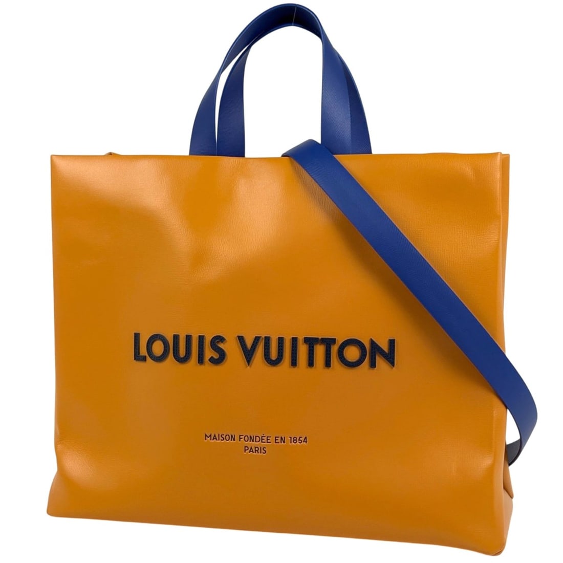Louis Vuitton Shopper Tote MM 2-Way Leather Bag, Saffron, M24457, Women's (1 of 9)