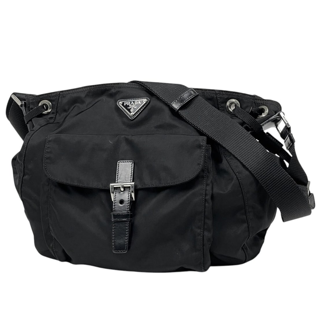 Prada PRADA Shoulder Bag, Logo Plate, Nylon, Nero (Black), Women's: --- Catalog ---Category: SizeSize (HxWxD): 27cm x 27cm x 12cm / 10.62'' x 10.62'' x 4.72''Category: DesignType: Shoulder bagColor: BlackGender: WomenMaterial: Nylon , Leather Category: GeneralBrand: P