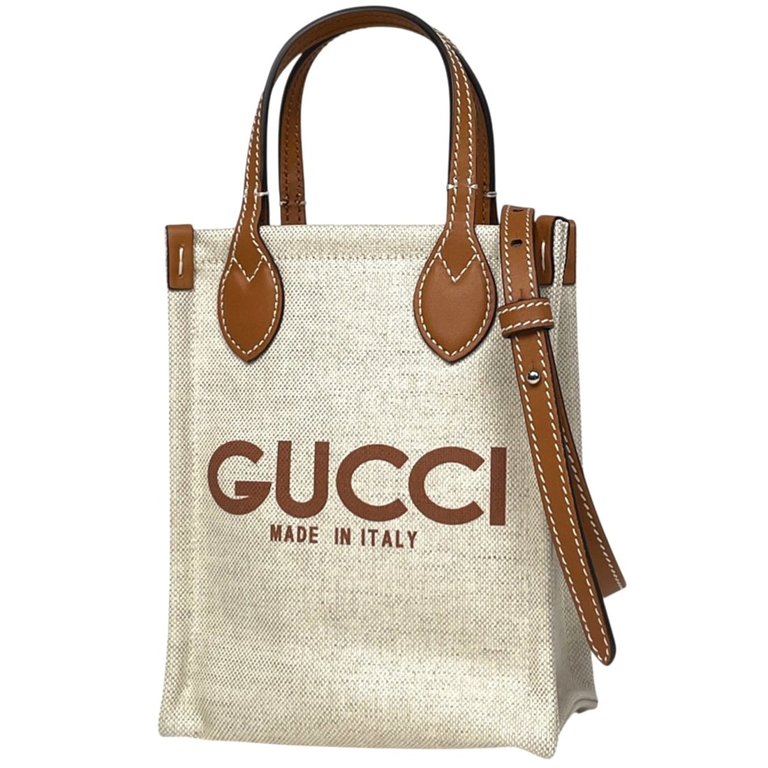 Gucci logo handbag, 2-way, canvas, beige/brown, 799300, women's. (1 of 11)