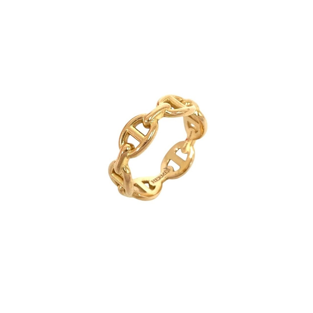 HERMES Enchainée PM Ring, 18K Pink Gold (750PG), Size #52, Accessory, 409-5: --- Catalog ---Category: SizeJP Size: 11US Size: 6Category: DesignType: Band ringColor: GoldGender: WomenMaterial: Pink gold (18K)Category: GeneralBrand: Hermes--- Item List ---Section: ConditionRanki