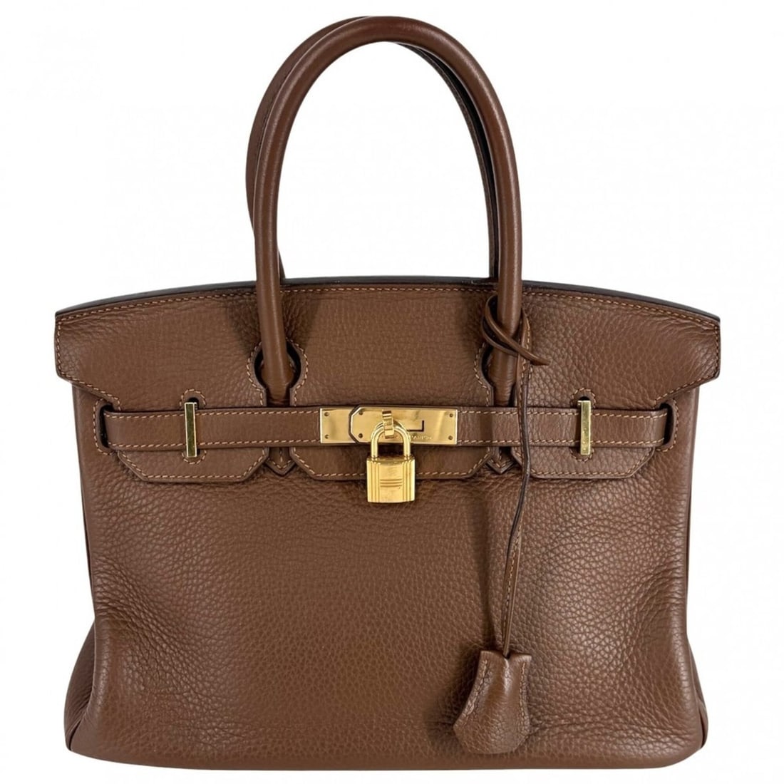 Hermes Birkin 30 handbag for women, with internal stitching, HERMES ?O stamp, leather, brown, gold: --- Catalog ---Category: SizeSize (HxWxD): 21cm x 30cm x 16cm / 8.26'' x 11.81'' x 6.29''Handle Length: 30cm / 11.81''Category: DesignType: HandbagColor: BrownGender: WomenMaterial: Leather Category: 