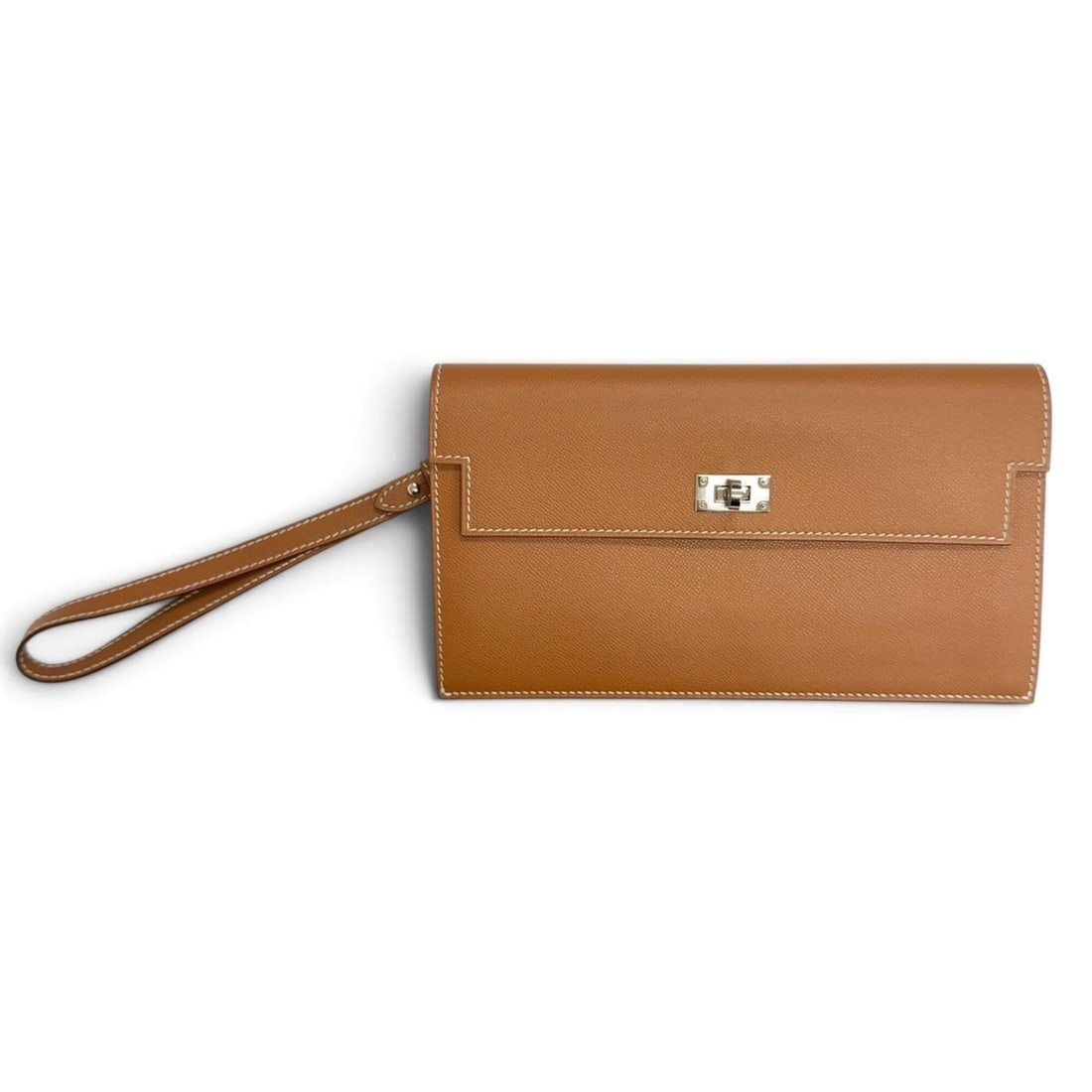 HERMES Kelly Pocket Long Wallet, Veau Madame, Gold with Silver Hardware, K Stamp, Made in France,: --- Catalog ---Category: SizeSize (HxWxD): 11cm x 20.2cm / 4.33'' x 7.95''Category: DesignType: Long wallet (bi-fold)Color: GoldGender: Men,WomenCategory: GeneralBrand: HermesCountry of Origin: France
