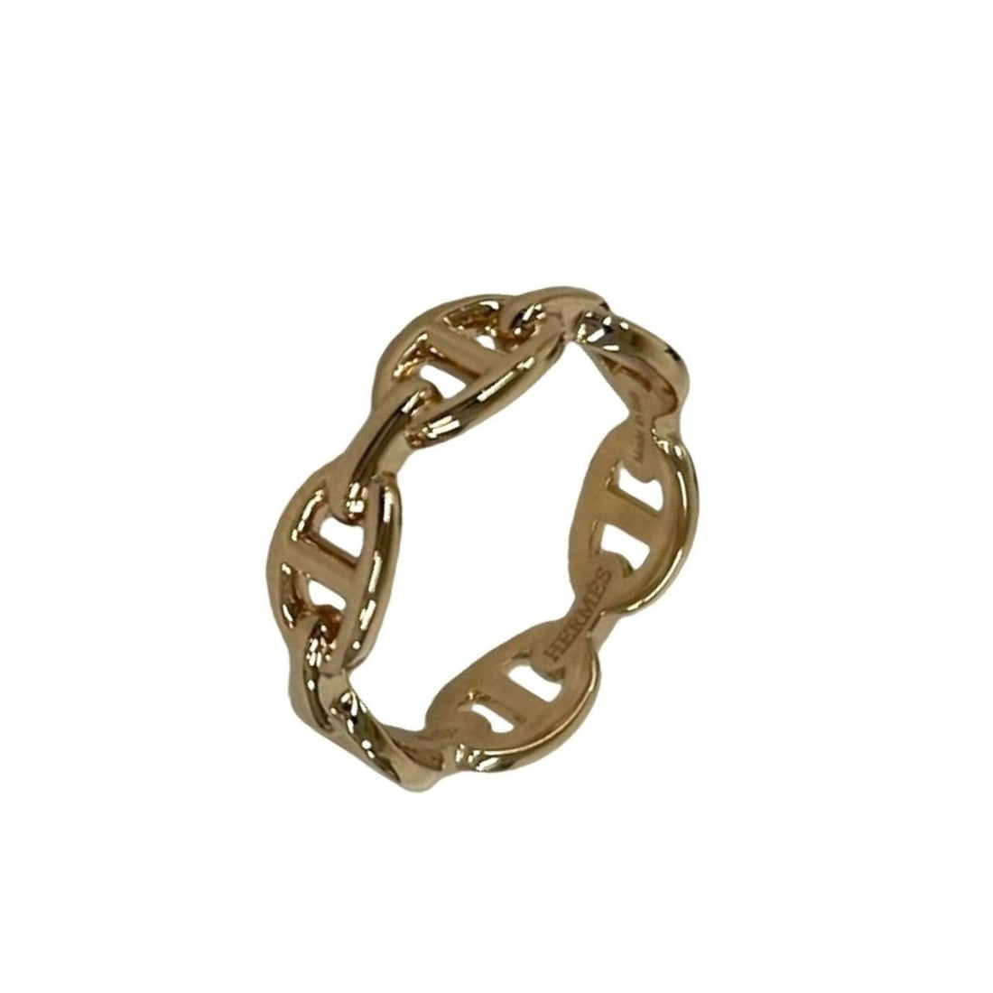HERMES Chaine d'Ancre Enchainée PM Ring, 18K Pink Gold (750PG), Size #53, Gold, Item Number 35417: --- Catalog ---Category: SizeJP Size: 13US Size: 6.5Category: DesignType: Band ringColor: GoldGender: WomenMaterial: Pink gold (18K)Category: GeneralBrand: Hermes--- Item List ---Section: ConditionRan