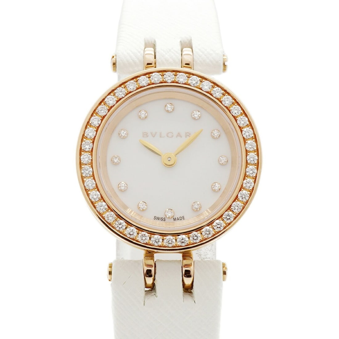 Bulgari B-zero1 12-diamond BZP23SG white dial women's watch: --- Catalog ---Category: SizeWrist Size: 16cm / 6.29''Case Diameter: 23.4mm / 0.92''Category: DesignType: WristwatchGender: WomenColor (Dial): WhiteMaterial (Band): Leather, Pink goldCategory: General