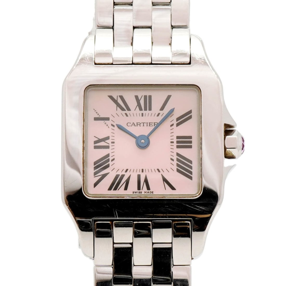 Cartier Santos Demoiselle SM W25075Z5 Pink Dial Women's Watch: --- Catalog ---Category: SizeWrist Size: 15.5cm / 6.1''Case Diameter: 20mm / 0.79''Category: DesignType: WristwatchGender: WomenColor (Dial): PinkMaterial (Band): Stainless steelCategory: GeneralMPN: 