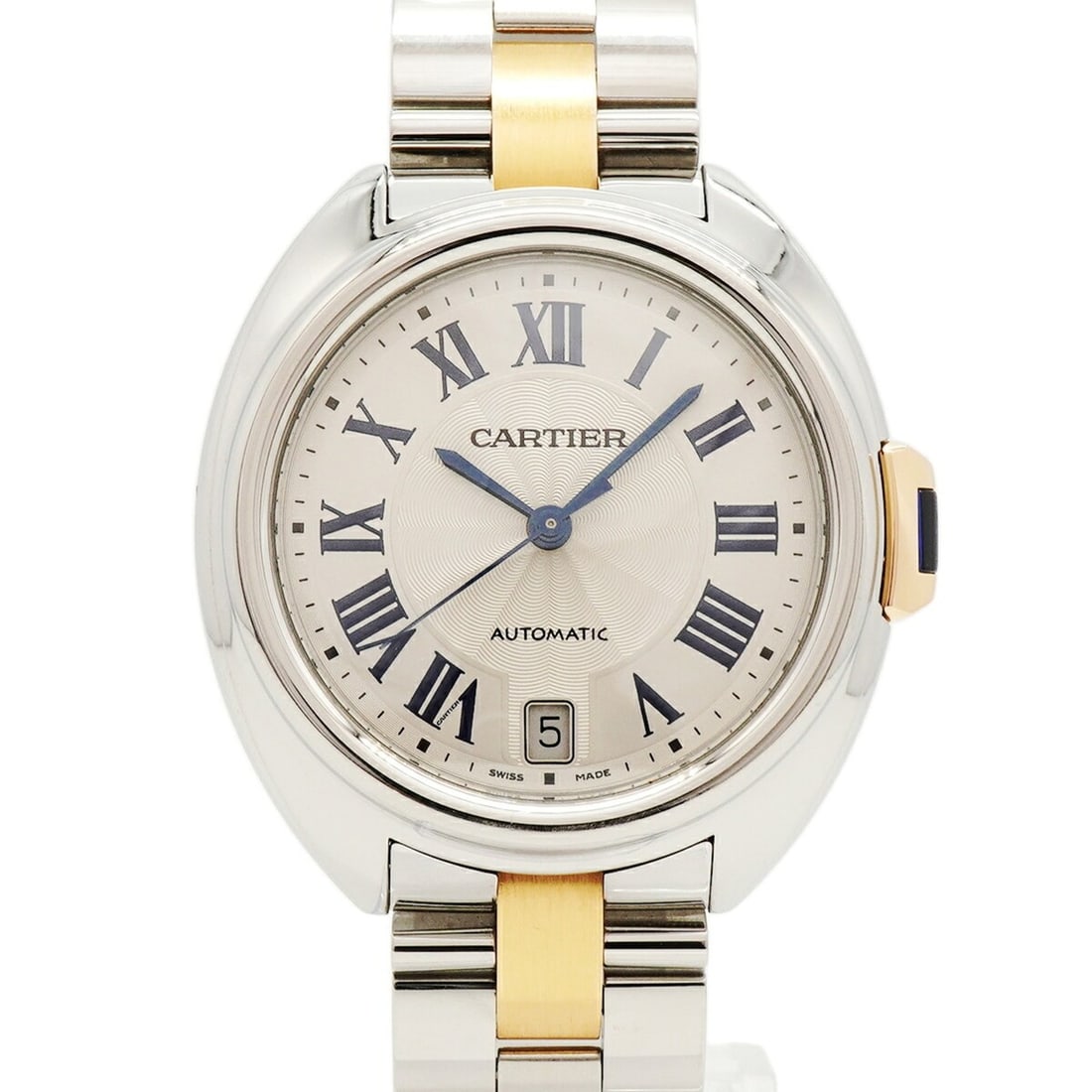 Cartier Clé de W2CL0003 Silver Dial Watch (Boys' Size): --- Catalog ---Category: SizeWrist Size: 17.5cm / 6.88''Case Diameter: 35.6mm / 1.4''Category: DesignType: WristwatchGender: BoysColor (Dial): SilverMaterial (Band): Pink gold, Stainless steelCategory
