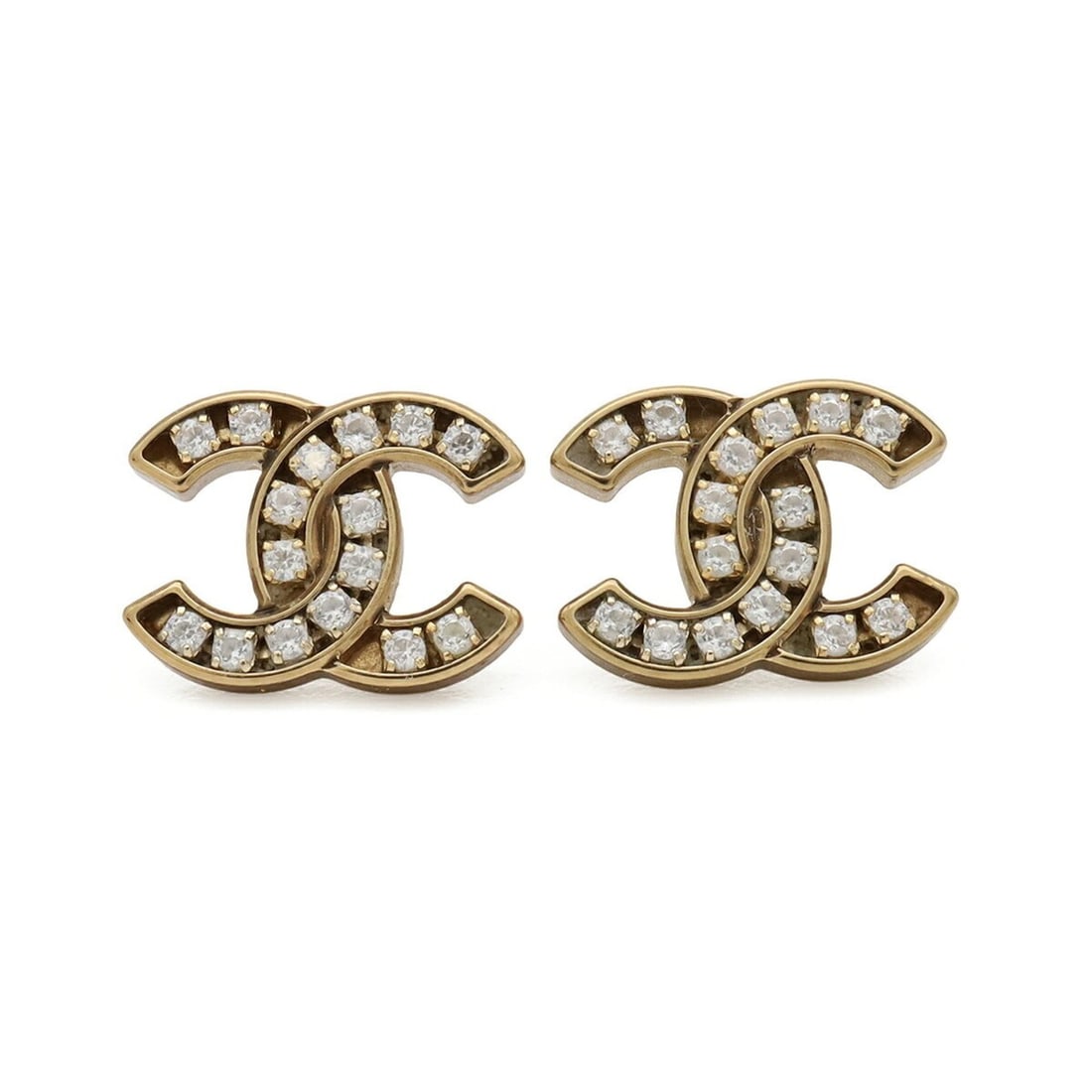 CHANEL Cruise Collection Coco Mark Earrings with GP Rhinestones, Gold, A21V AB5672 (1 of 10)