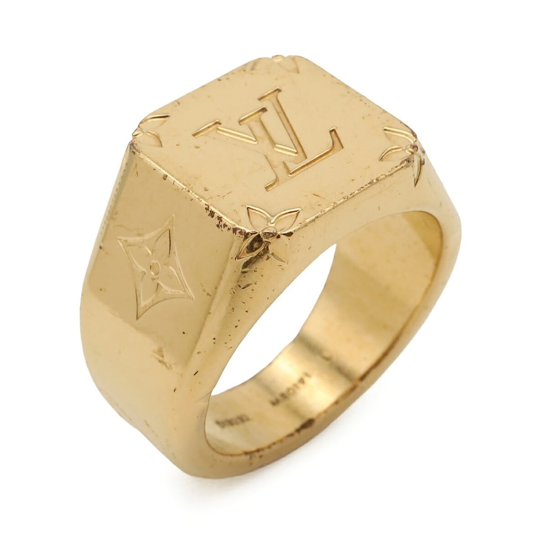 LOUIS VUITTON Louis Vuitton Signet Ring Monogram Size L (approx. Japanese size) GP Gold M80191 (1 of 10)