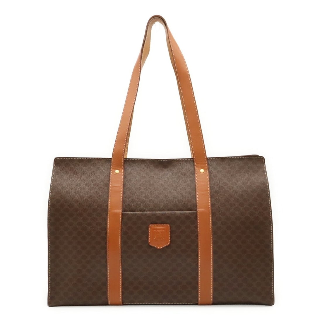 CELINE Macadam pattern tote bag, shoulder large tote, leather, dark brown.: --- Catalog ---Category: SizeSize (HxWxD): 32cm x 46.5cm x 14cm / 12.59'' x 18.3'' x 5.51''Category: DesignType: Shoulder bag, Tote bagColor: Brown, Dark brownGender: WomenMaterial: PVC , Leather Cate