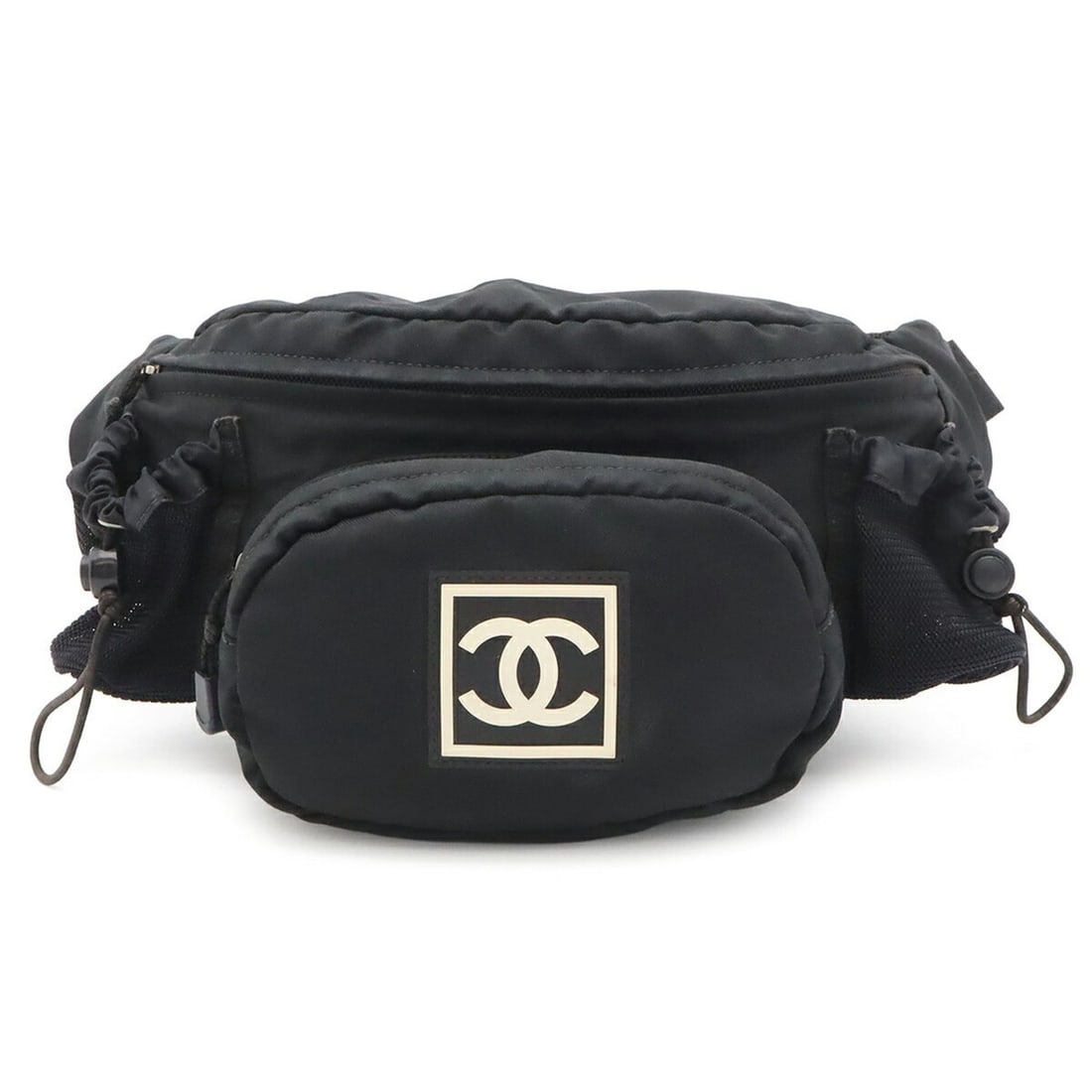 CHANEL Sport Line Coco Mark Waist Pouch Bag Body Nylon Canvas Black A24993: --- Catalog ---Category: SizeSize (HxWxD): 16cm x 38cm x 7cm / 6.29'' x 14.96'' x 2.75''Category: DesignType: Fanny pack, PouchColor: BlackGender: WomenMaterial: Nylon canvas Category: GeneralMPN: A24