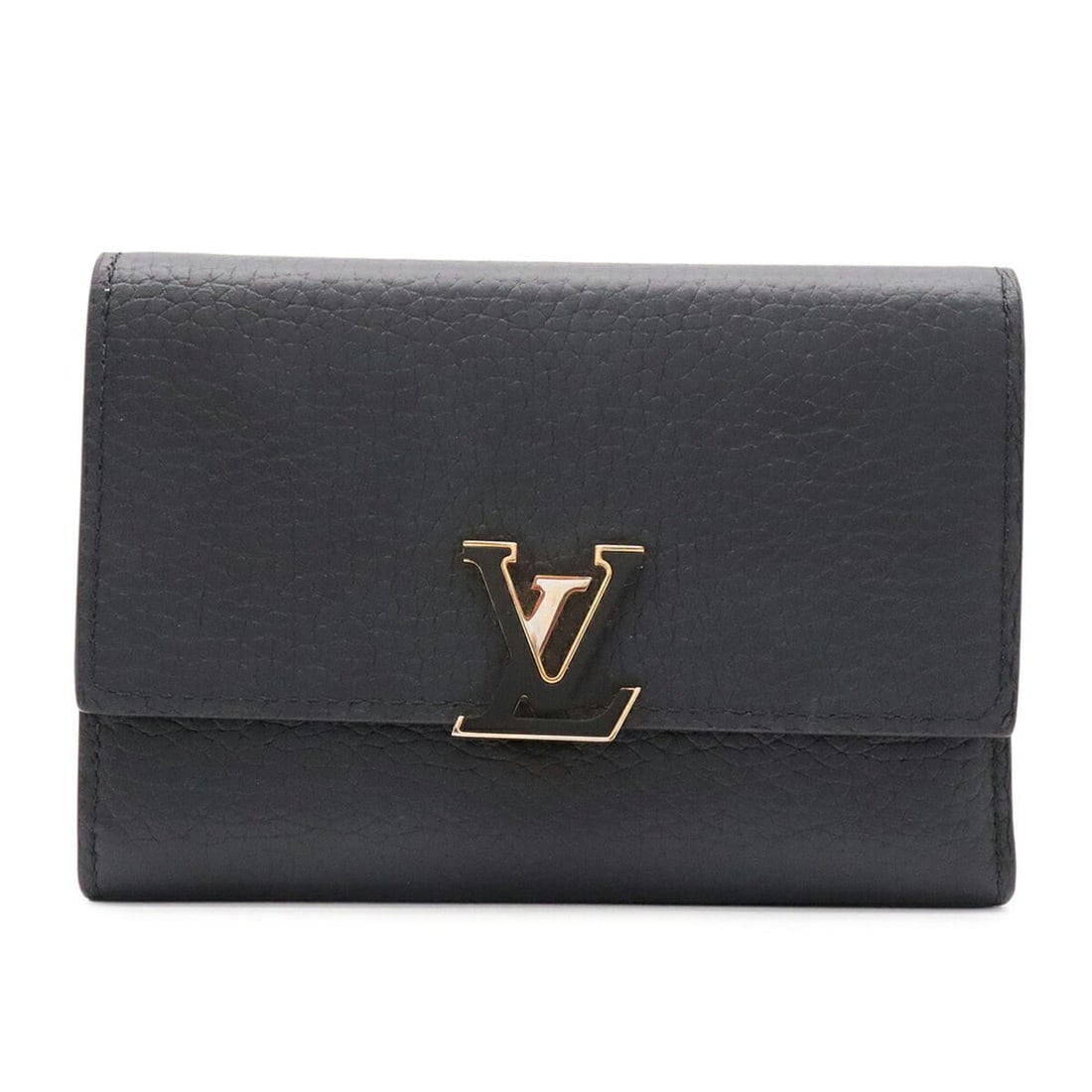 LOUIS VUITTON Portefeuille Capucines Compact Tri-fold Wallet, Taurillon Leather, Noir (Black) / Hot (1 of 10)