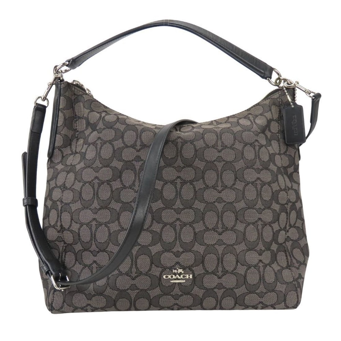 Coach Signature Shoulder Bag F55365 Canvas Leather Grey Black 2-Way Crossbody for Women COACH: --- Catalog ---Category: SizeSize (HxWxD): 27cm x 34cm x 10cm / 10.62'' x 13.38'' x 3.93''Category: DesignType: Shoulder bagColor: Black, GrayGender: WomenMaterial: Canvas , Leather Category: GeneralB