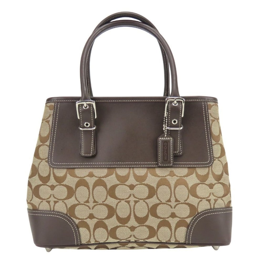 Coach Signature Handbag 6366 Canvas Leather Beige Brown Tote Women's COACH: --- Catalog ---Category: SizeSize (HxWxD): 21.5cm x 30cm x 11cm / 8.46'' x 11.81'' x 4.33''Category: DesignType: Handbag, Tote bagColor: Beige, BrownGender: WomenMaterial: Canvas , Leather Category: G
