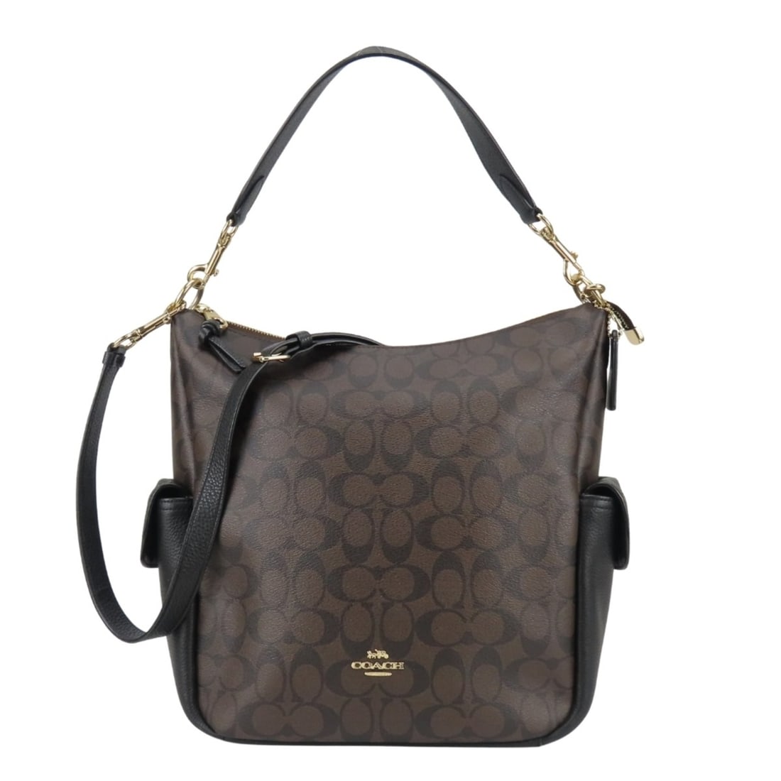 Coach Signature Shoulder Bag C1523 Leather Dark Brown Black 2-Way Crossbody for Women COACH: --- Catalog ---Category: SizeSize (HxWxD): 28.5cm x 33cm x 14cm / 11.22'' x 12.99'' x 5.51''Category: DesignType: Shoulder bagColor: Black, Dark brownGender: WomenMaterial: PVC , Leather Category: Gen