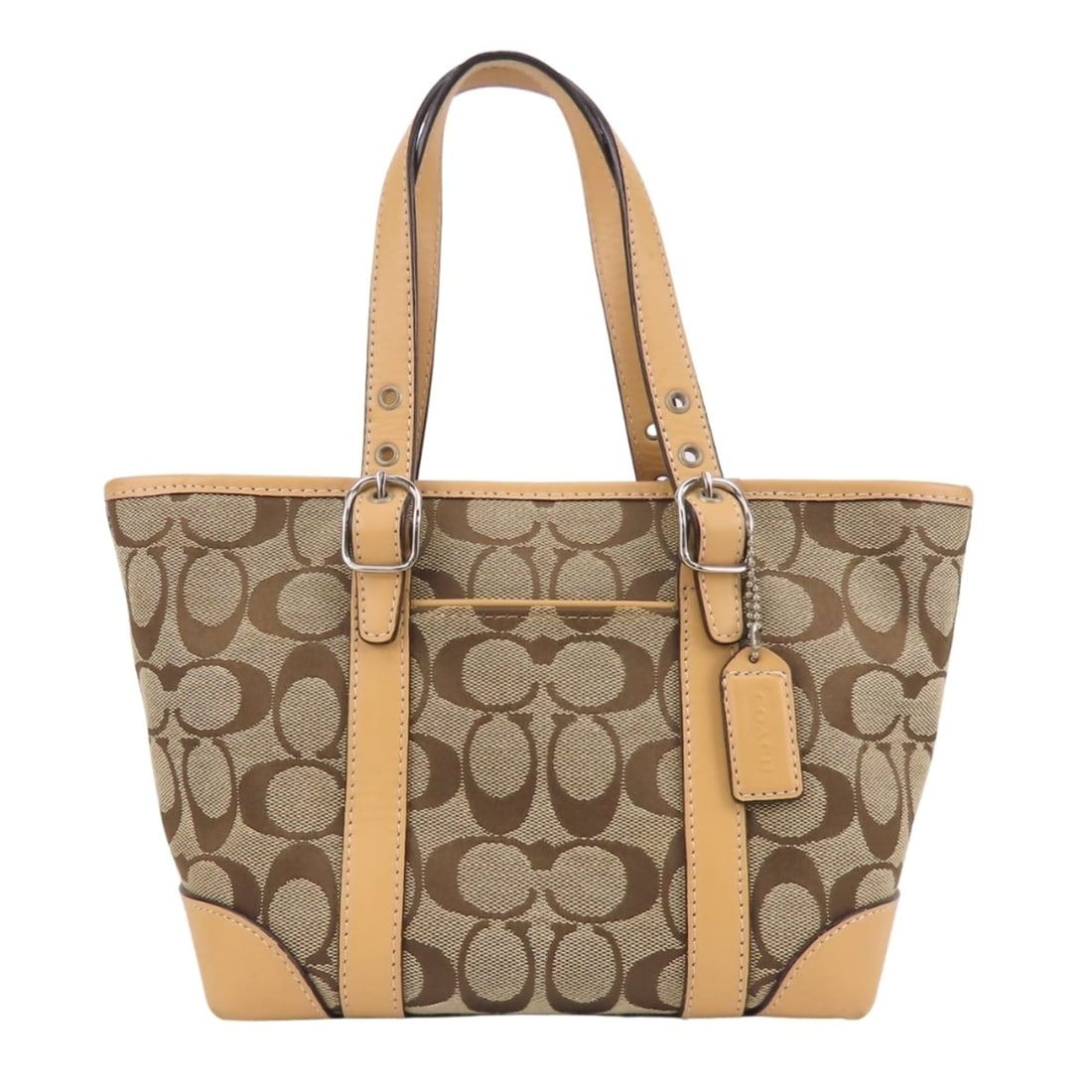 Coach Signature Handbag 6043 Canvas Leather Beige Brown Mini Women's COACH: --- Catalog ---Category: SizeSize (HxWxD): 17cm x 29cm x 11cm / 6.69'' x 11.41'' x 4.33''Category: DesignType: HandbagColor: Beige, BrownGender: WomenMaterial: Canvas , Leather Category: GeneralBrand: