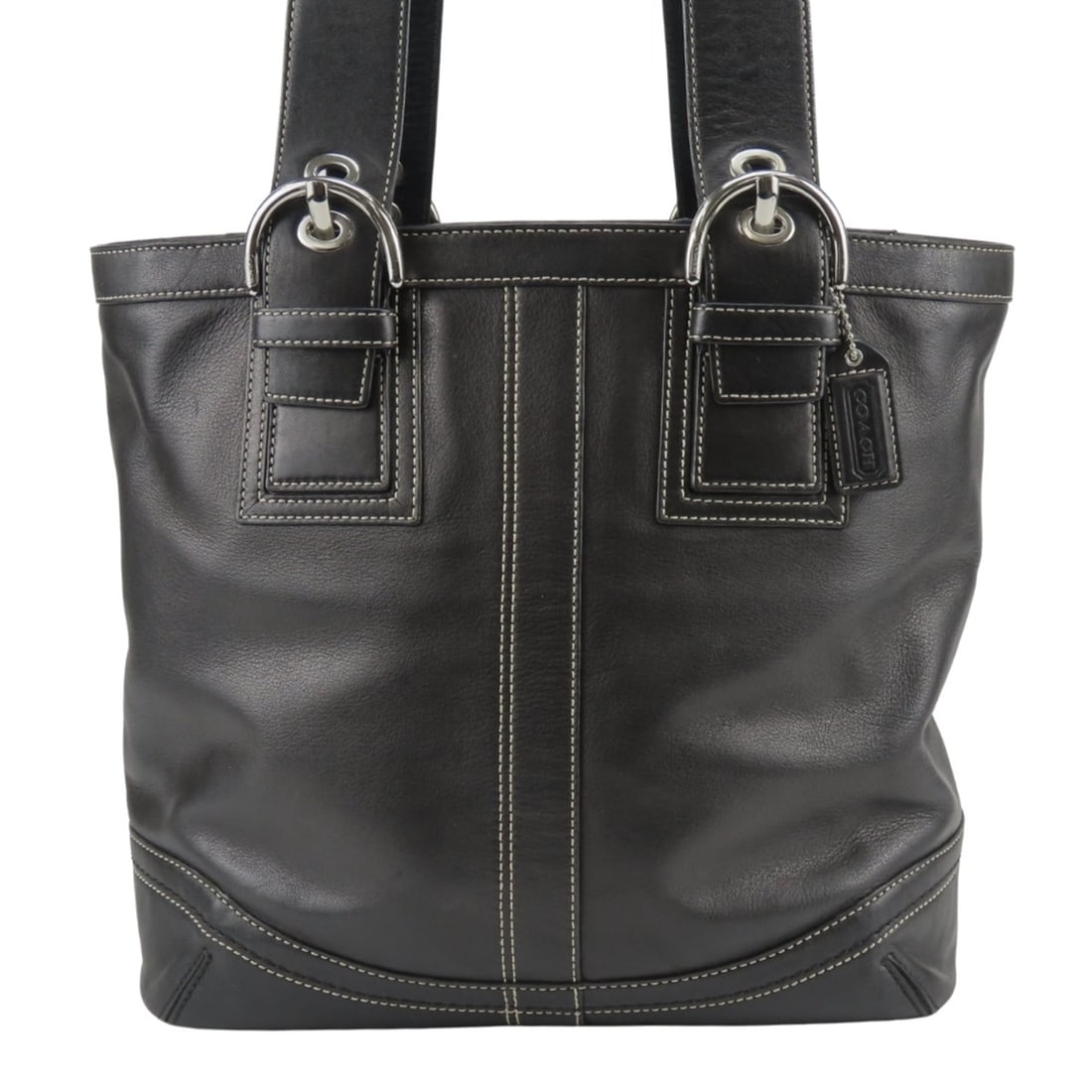 Coach Tote Bag F11098 Leather Black Silver Hardware Shoulder for Women COACH (1 of 20)