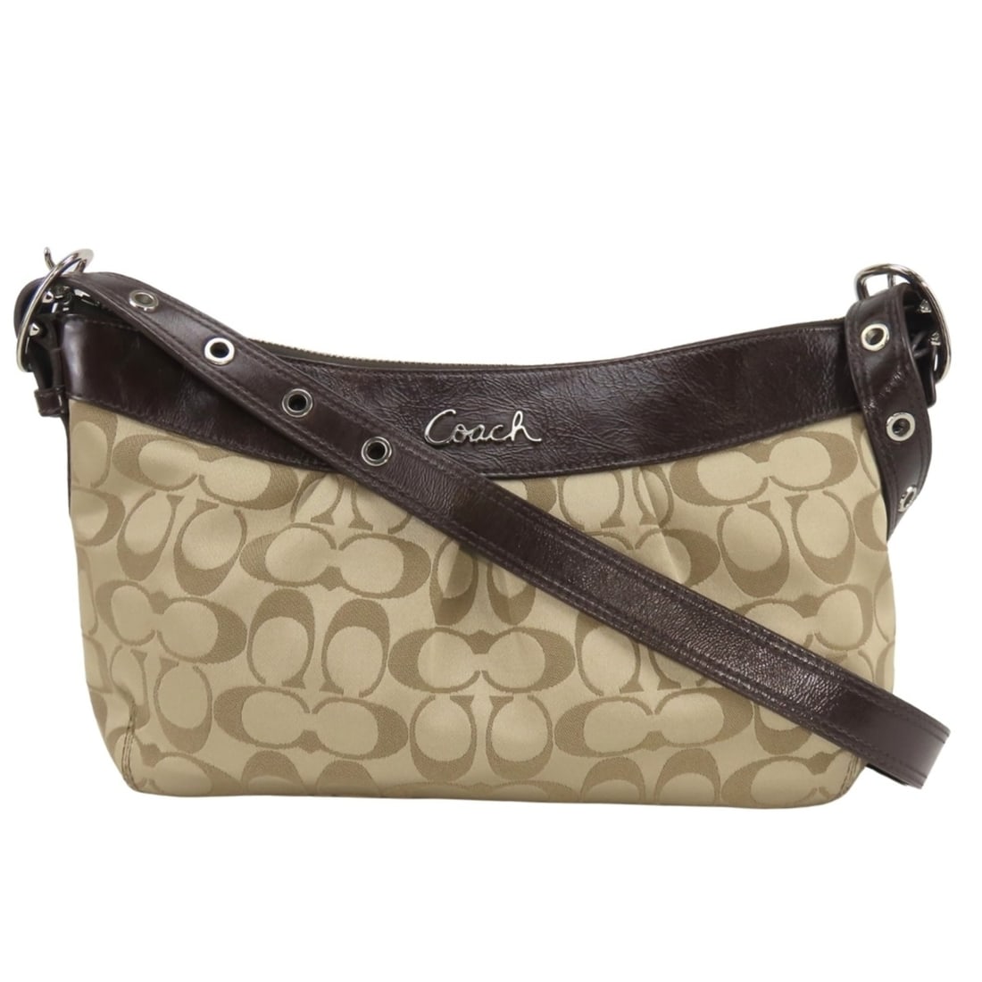 Coach Signature Shoulder Bag F15511 Canvas Patent Leather Beige Brown Crossbody Women's COACH: --- Catalog ---Category: SizeSize (HxWxD): 17cm x 31cm x 8cm / 6.69'' x 12.2'' x 3.14''Category: DesignType: Shoulder bagColor: Beige, BrownGender: WomenMaterial: Canvas , Patent leather Category: Gen