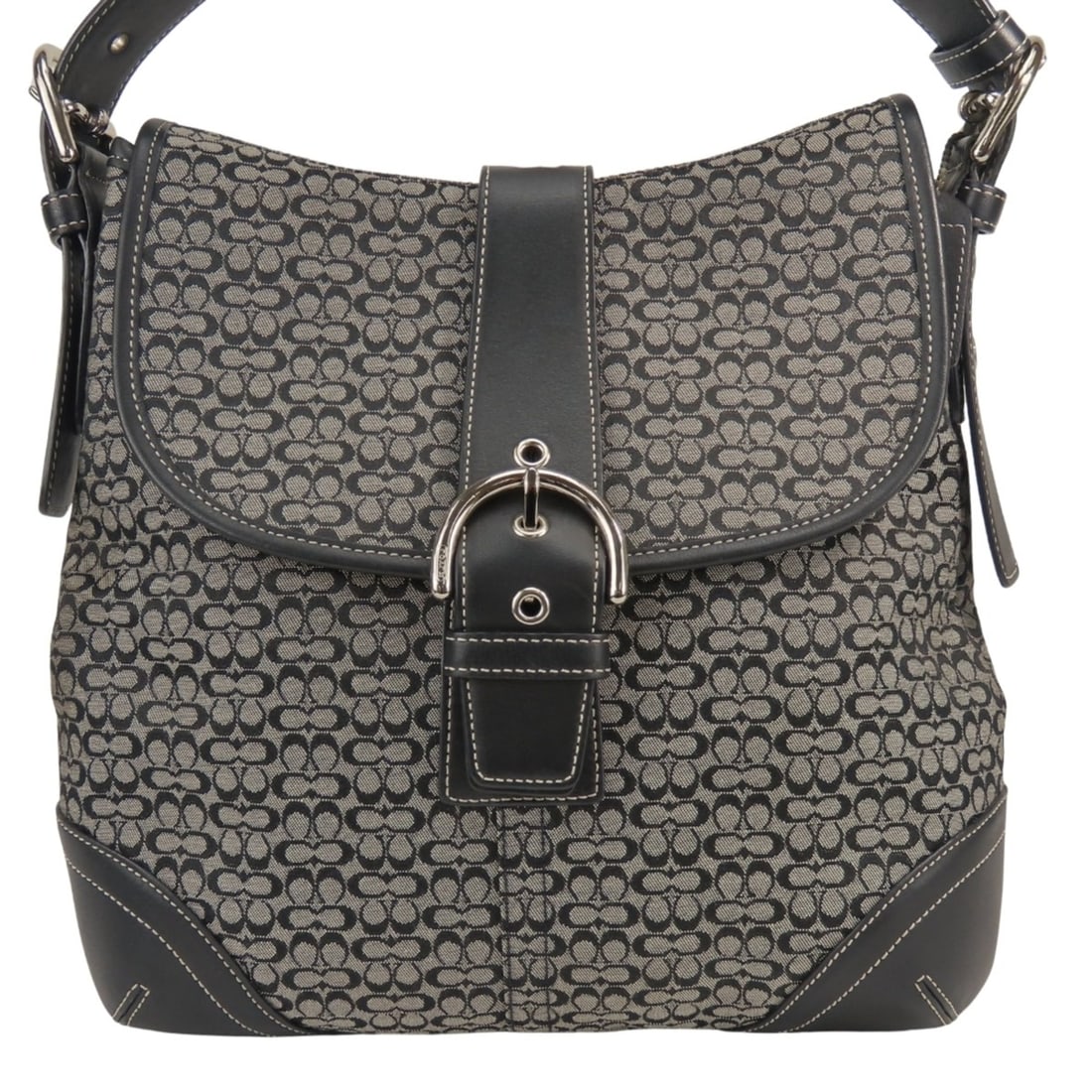 Coach Mini Signature Shoulder Bag 6376 Canvas Leather Black Gray Crossbody Women's COACH: --- Catalog ---Category: SizeSize (HxWxD): 27cm x 27cm x 6cm / 10.62'' x 10.62'' x 2.36''Category: DesignType: Shoulder bagColor: Black, GrayGender: WomenMaterial: Canvas , Leather Category: GeneralBr